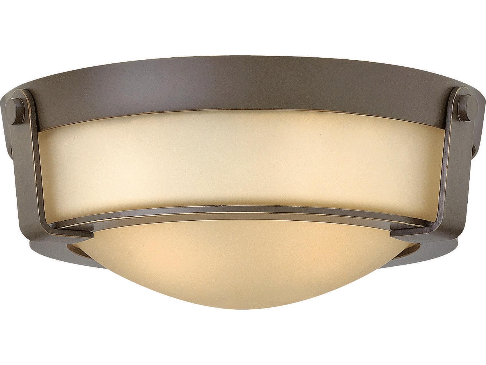 Hinkley Hathaway 2-Light Olde Bronze Glass Drum Flush Mount