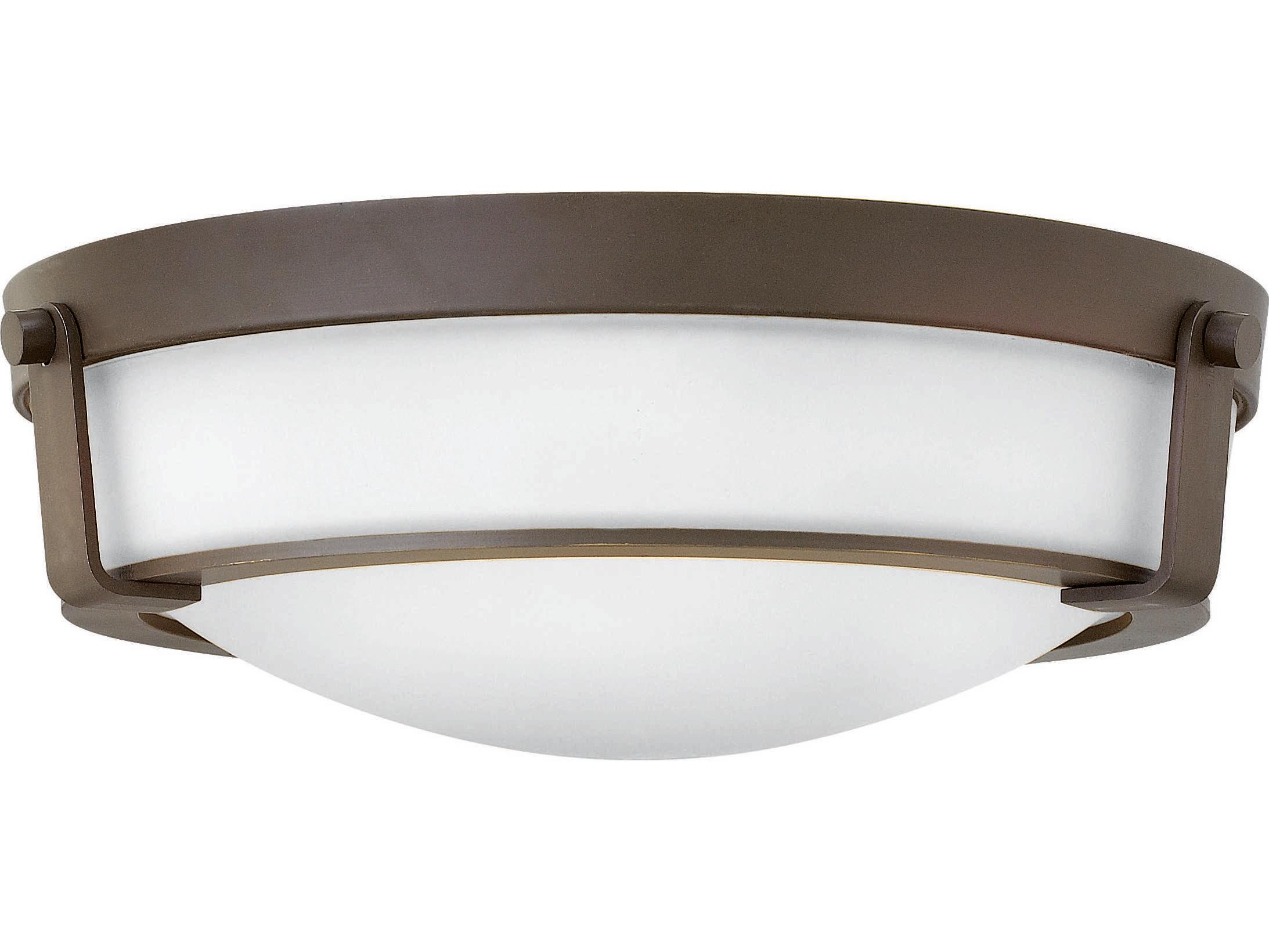 Hinkley Hathaway 3-Light Olde Bronze Glass Drum Flush Mount