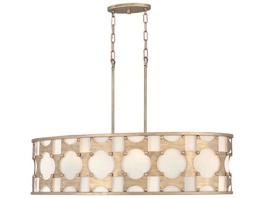 Hinkley Carter 6-Light Burnished Gold Off White Drum Island Pendant