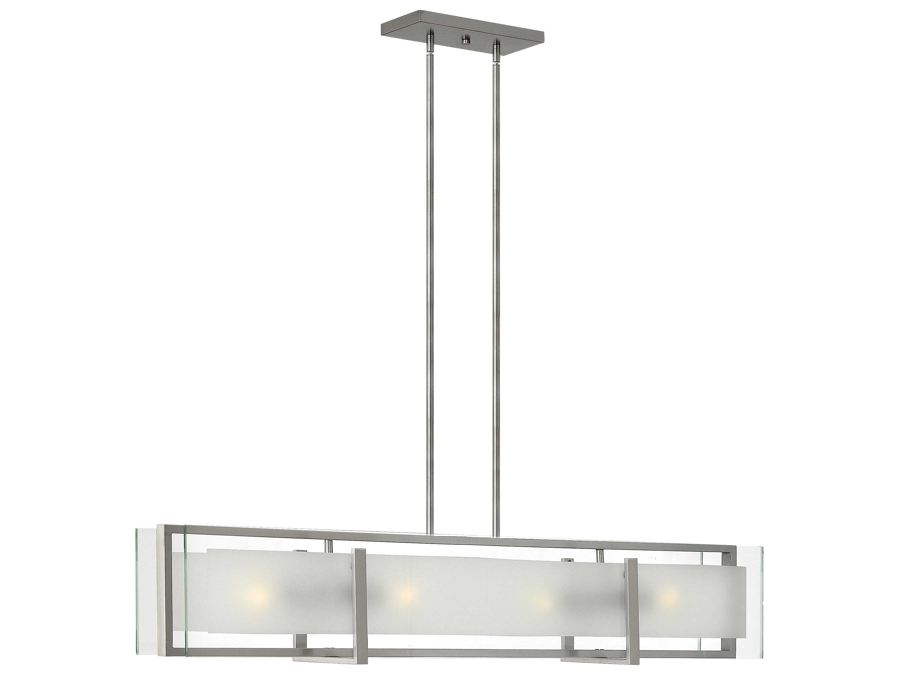 Hinkley Latitude 4-Light Brushed Nickel Glass Geometric Island Pendant