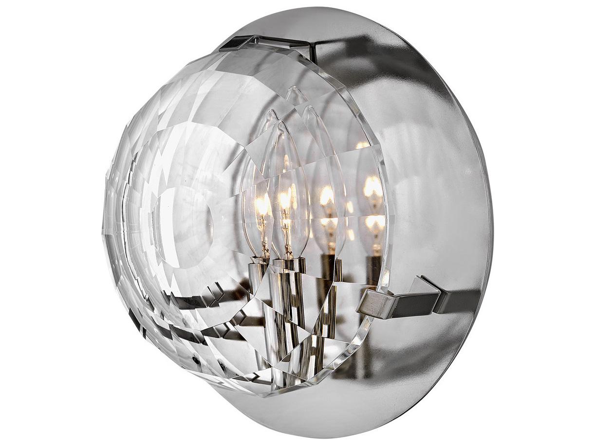 Hinkley Leo 1-Light Polished Nickel Crystal Glass Wall Sconce