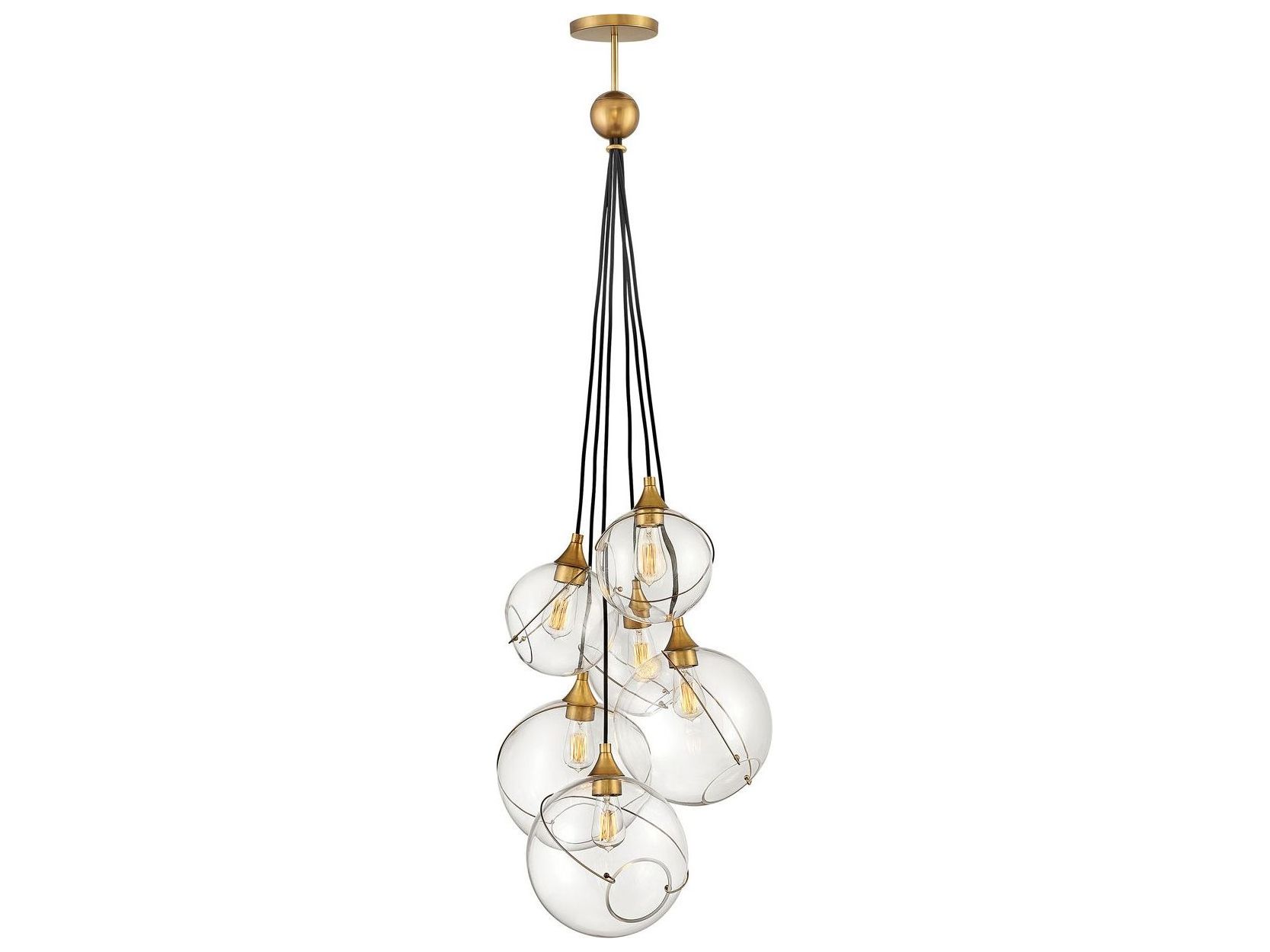 Hinkley Lisa Mcdennon 6-Light Heritage Brass Clear Glass Globe Pendant