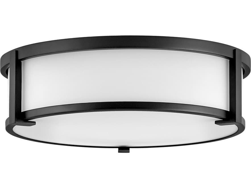 Hinkley Lowell 3-Light Black Glass Drum Flush Mount