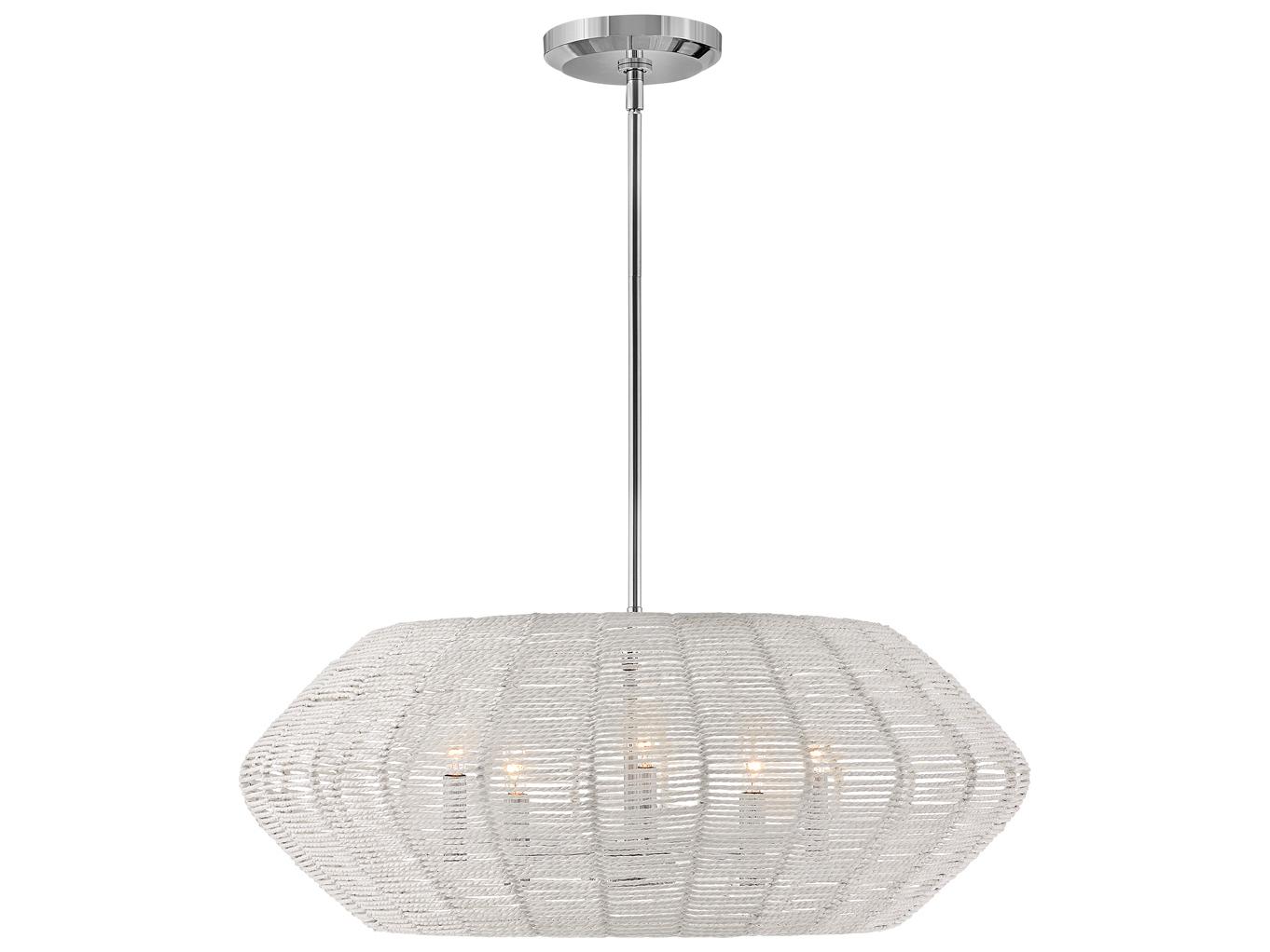 Hinkley Luca 5-Light Polished Chrome White Candelabra Geometric Chandelier