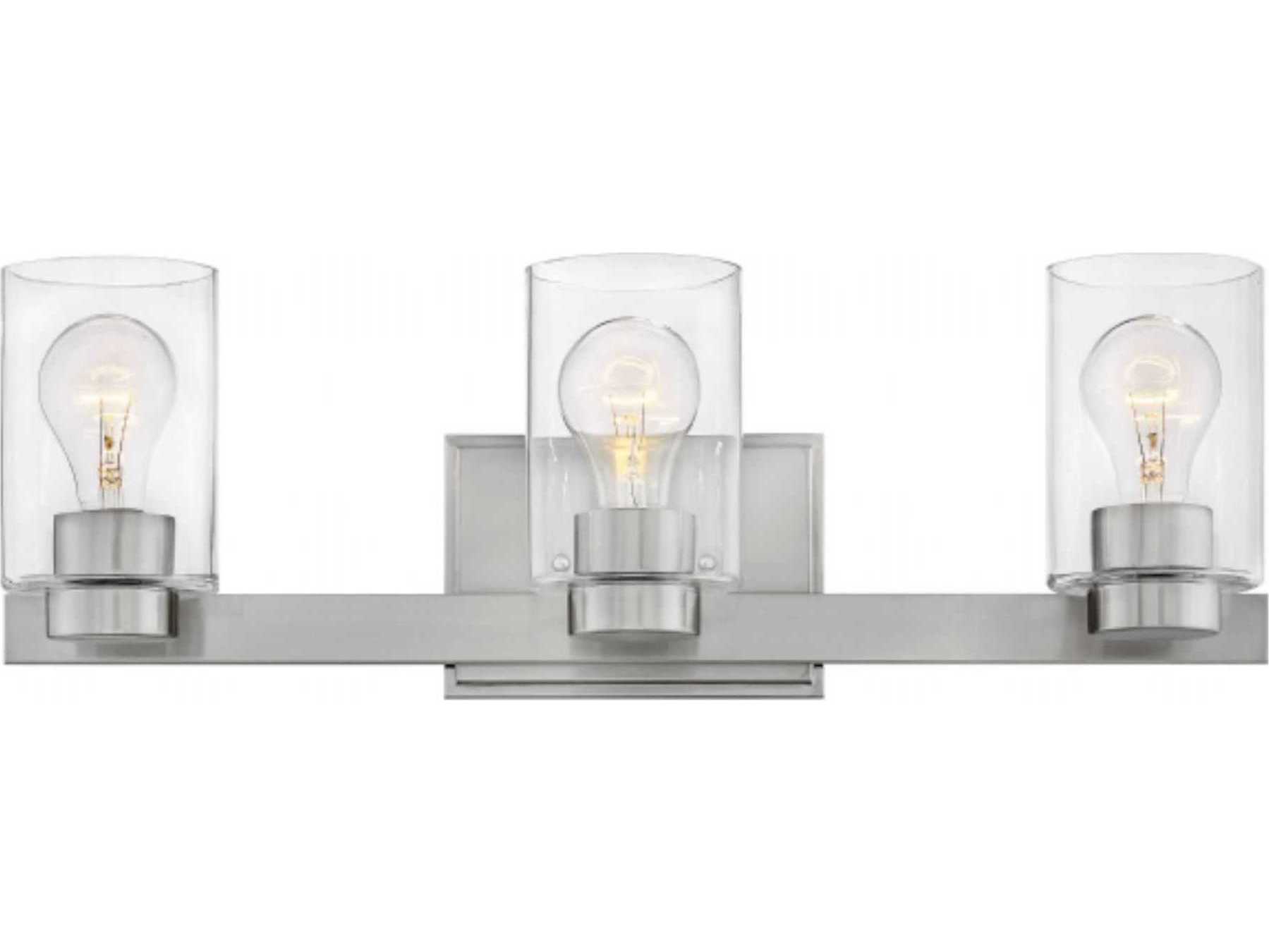 Hinkley Miley 3-Light Brushed Nickel Glass Vanity Light