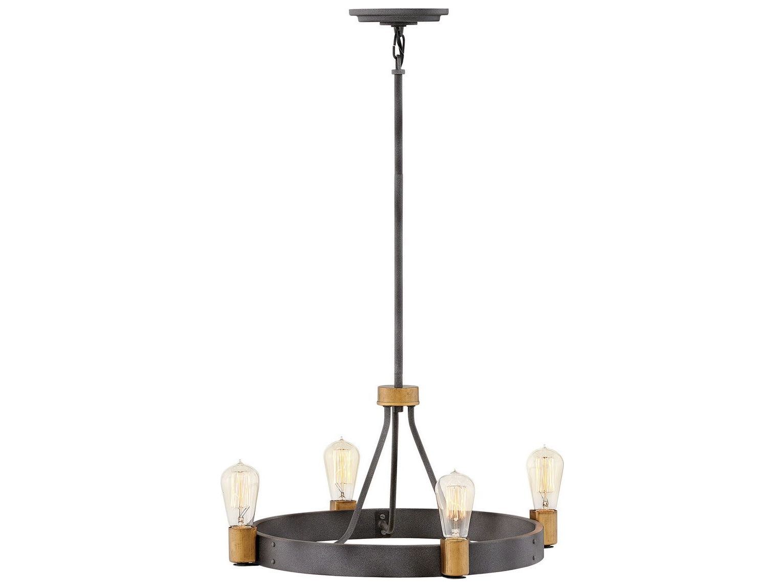 Hinkley Silas 4-Light Aged Zinc Brass Candelabra Chandelier