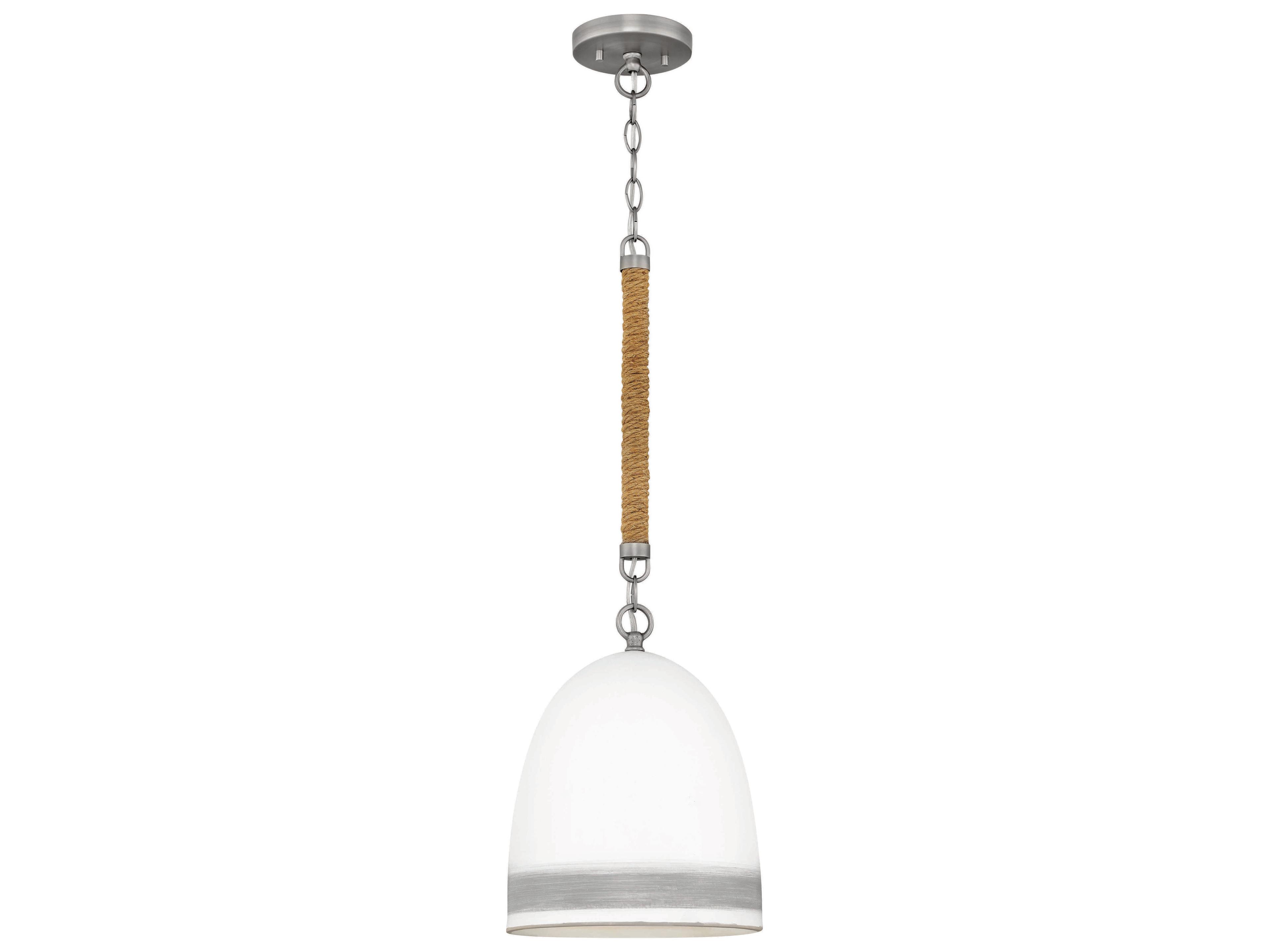 Hinkley Nash 1-Light Antique Nickel With Grey Stripe Bell Mini Pendant