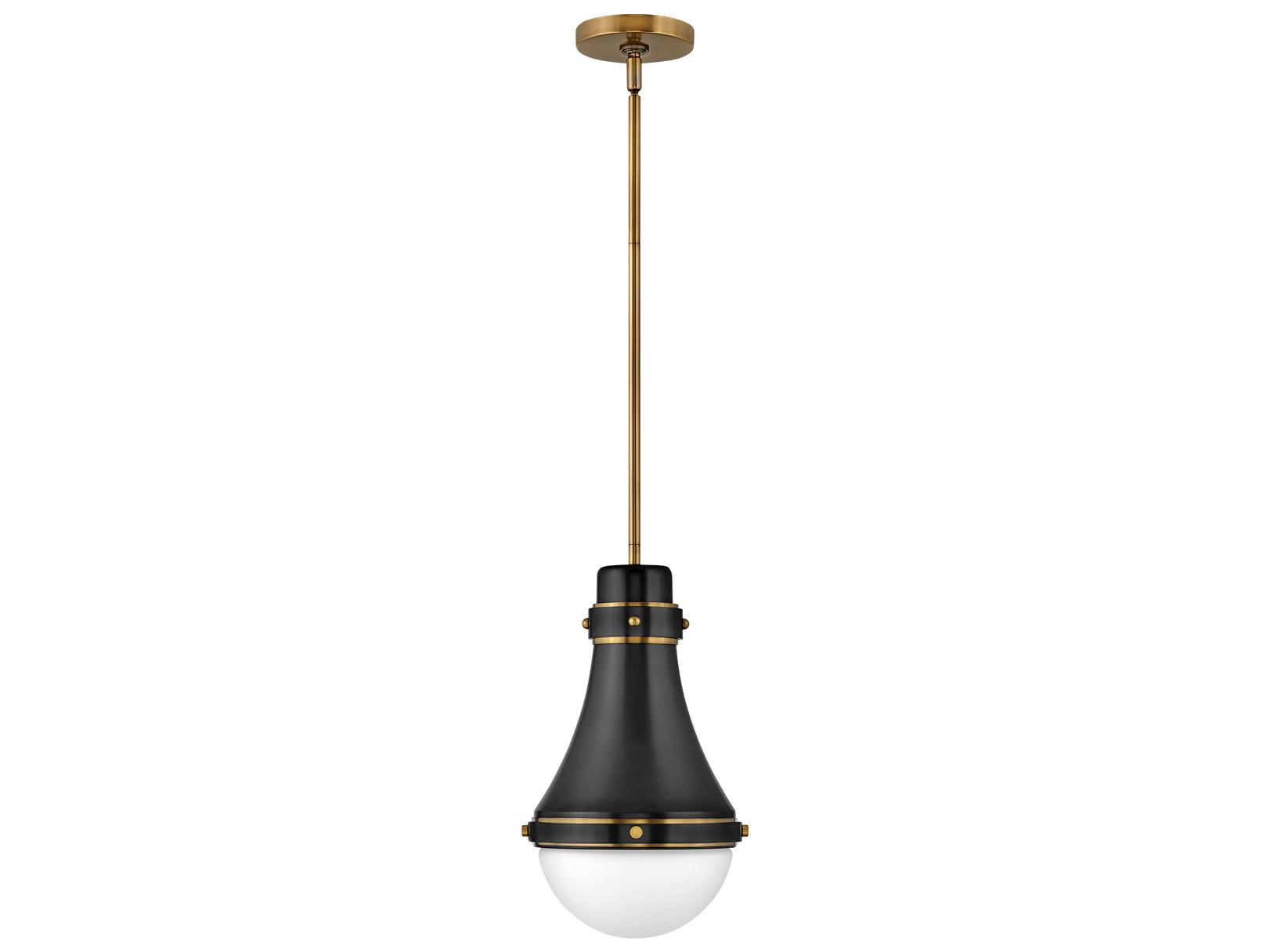 Hinkley Oliver 1-Light Black Brass Glass Bell Globe Mini Pendant