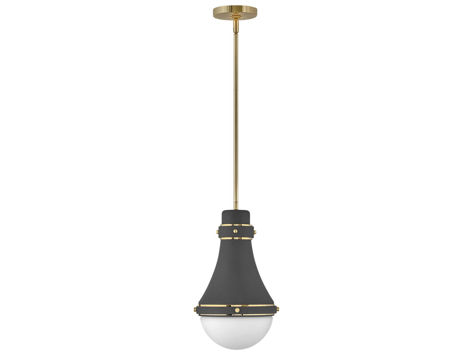Hinkley Oliver 1-Light Dark Matte Grey Brass Glass Bell Dome Mini Pendant