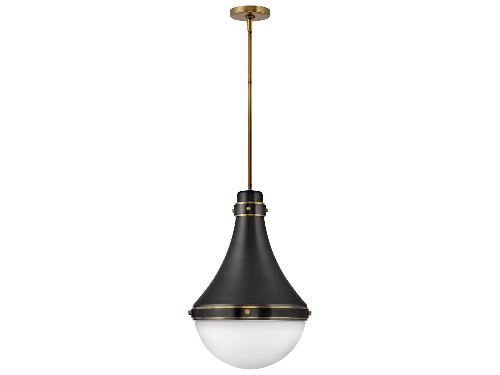 Hinkley Oliver 1-Light Black Brass Glass Bell Globe Pendant