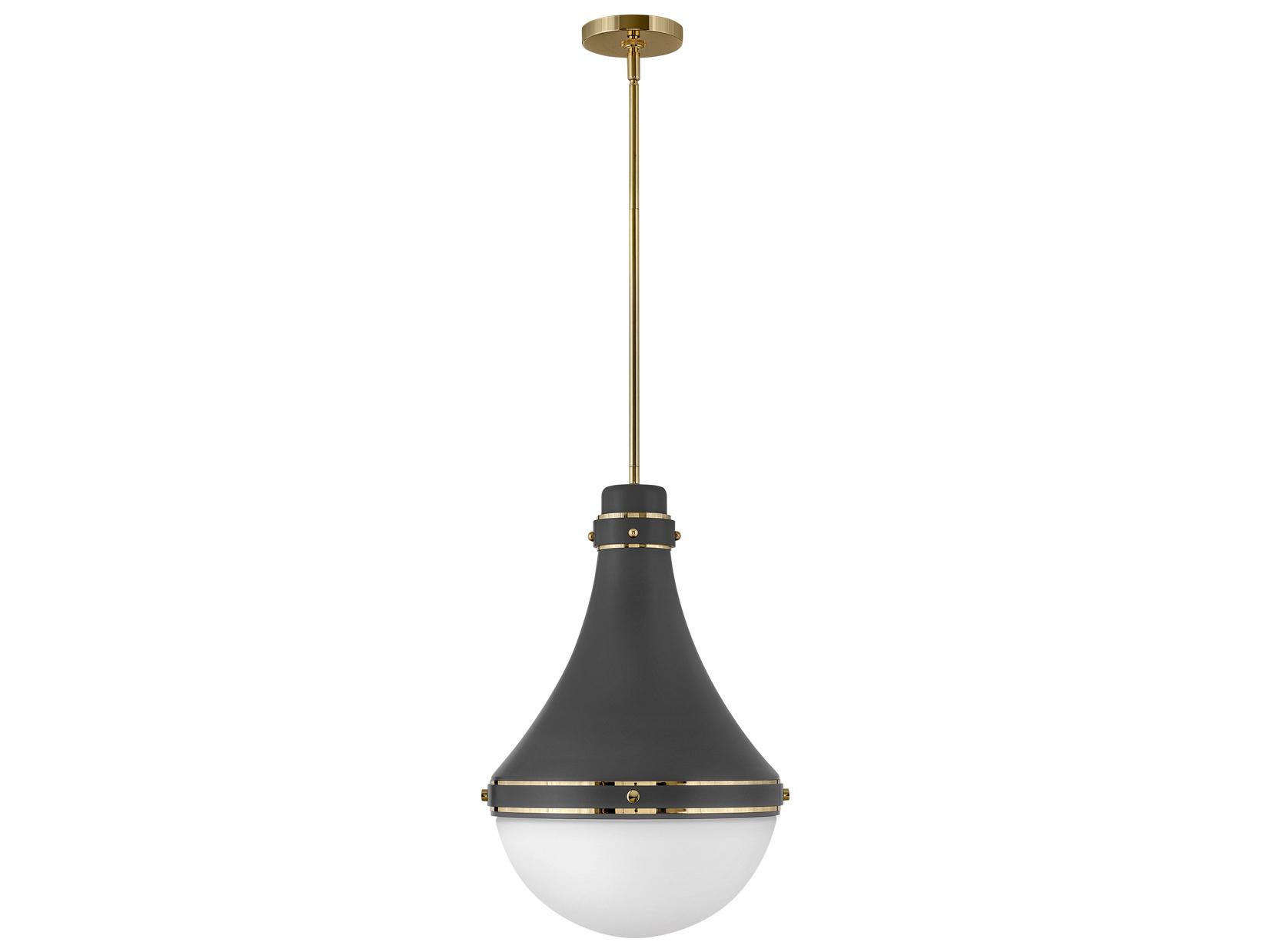 Hinkley Oliver 1-Light Dark Matte Grey Brass Glass Geometric Pendant