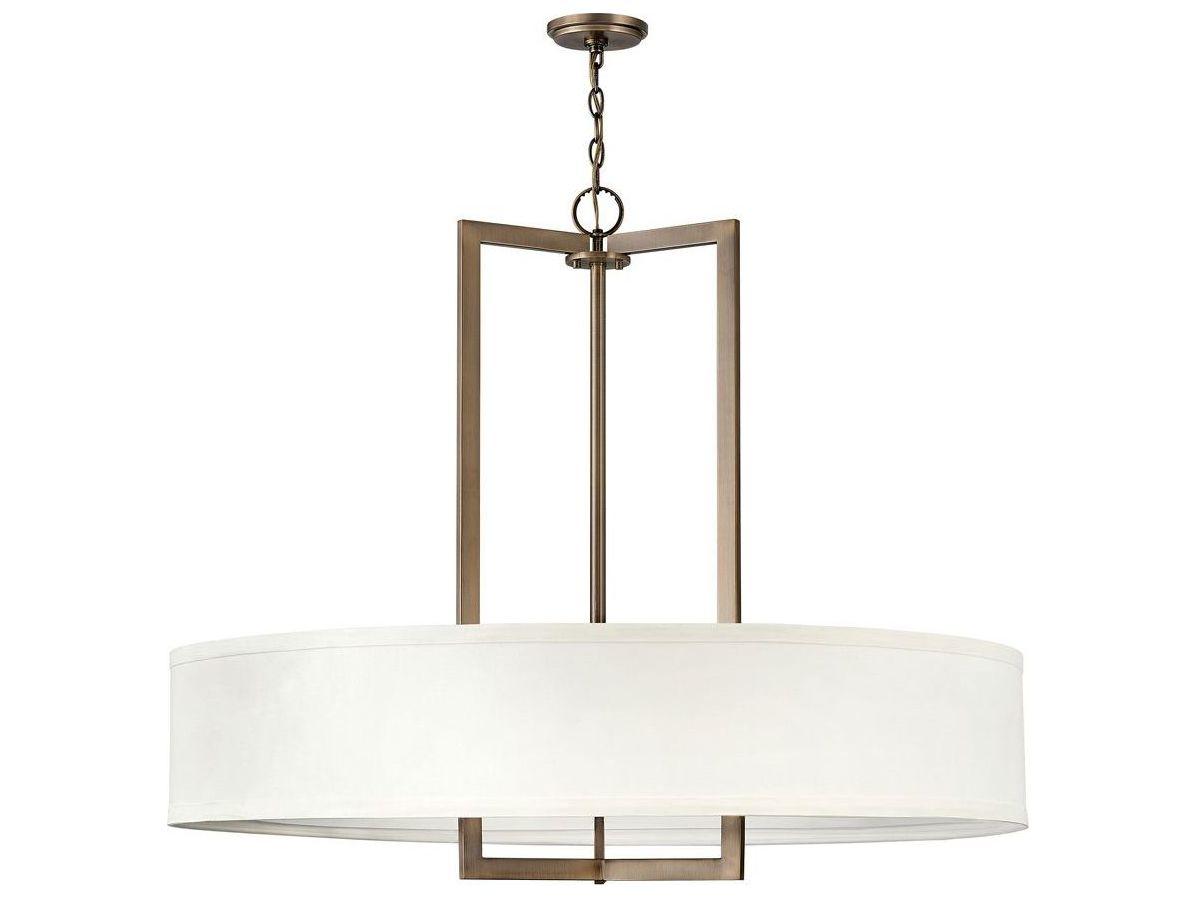 Hinkley Hampton 9-Light Brushed Bronze Off White Drum Pendant