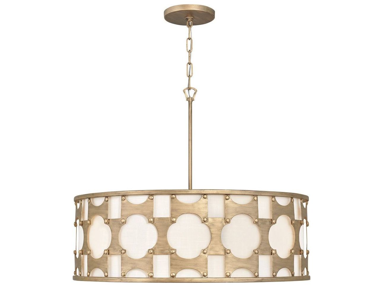 Hinkley Carter 6-Light Burnished Gold Off White Drum Pendant