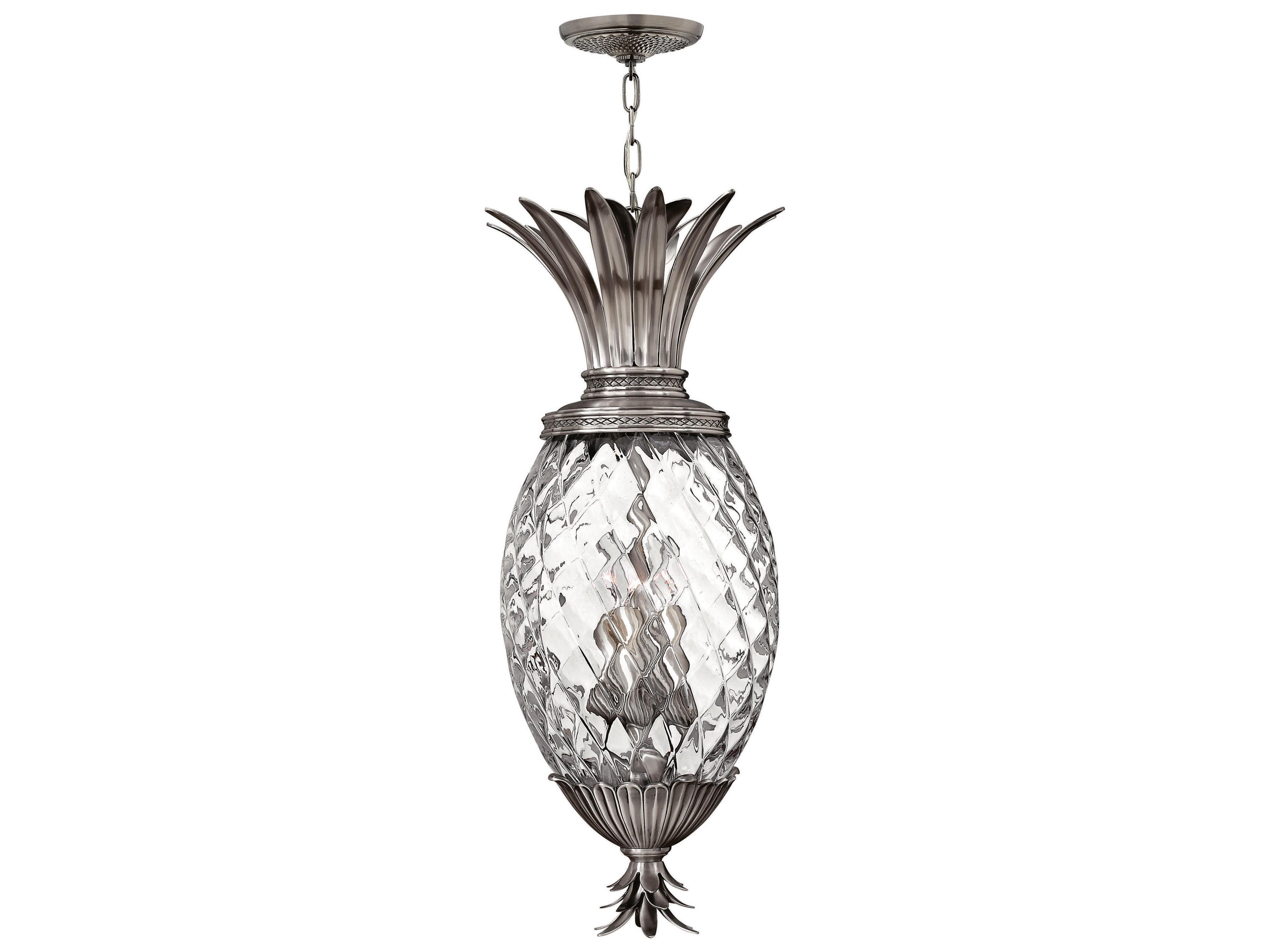 Hinkley Plantation 4-Light Polished Antique Nickel Crystal Glass Pendant