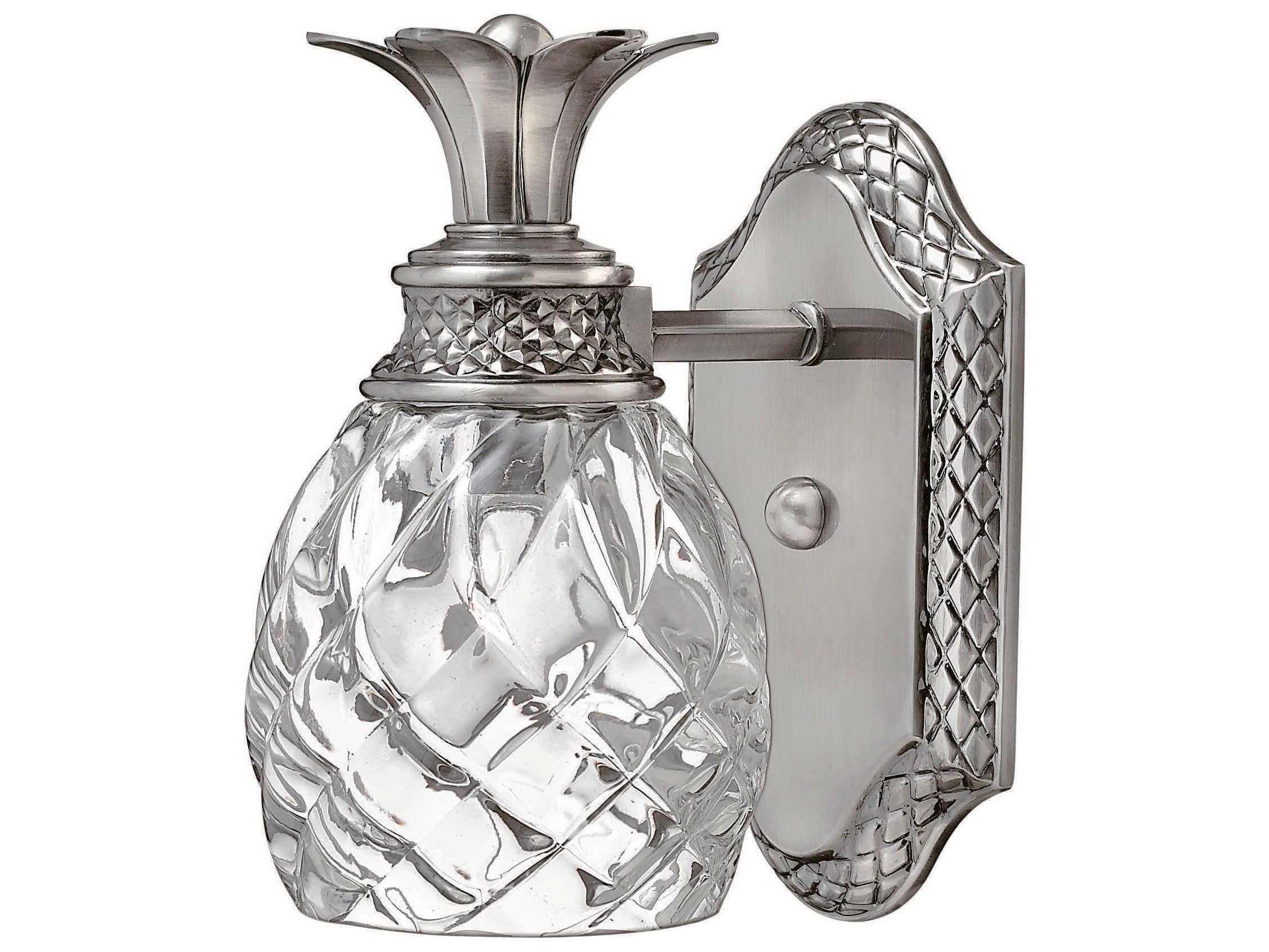 Hinkley Plantation 1-Light Polished Antique Nickel Glass Wall Sconce