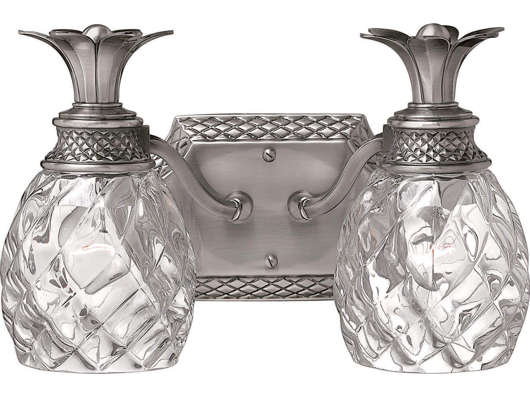 Hinkley Plantation 2-Light Polished Antique Nickel Glass Vanity Light