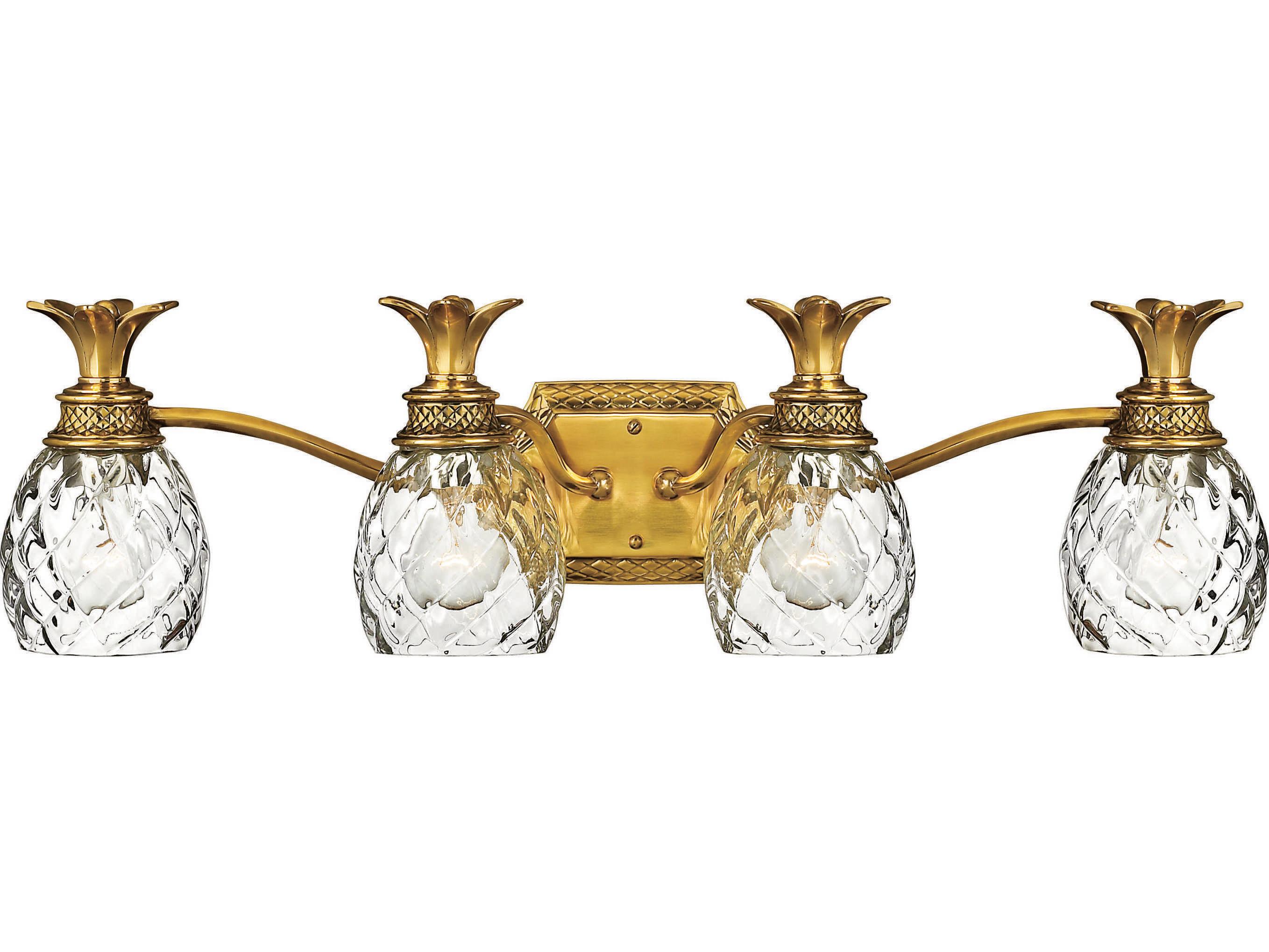 Hinkley Plantation 4-Light Burnished Brass Glass Vanity Light