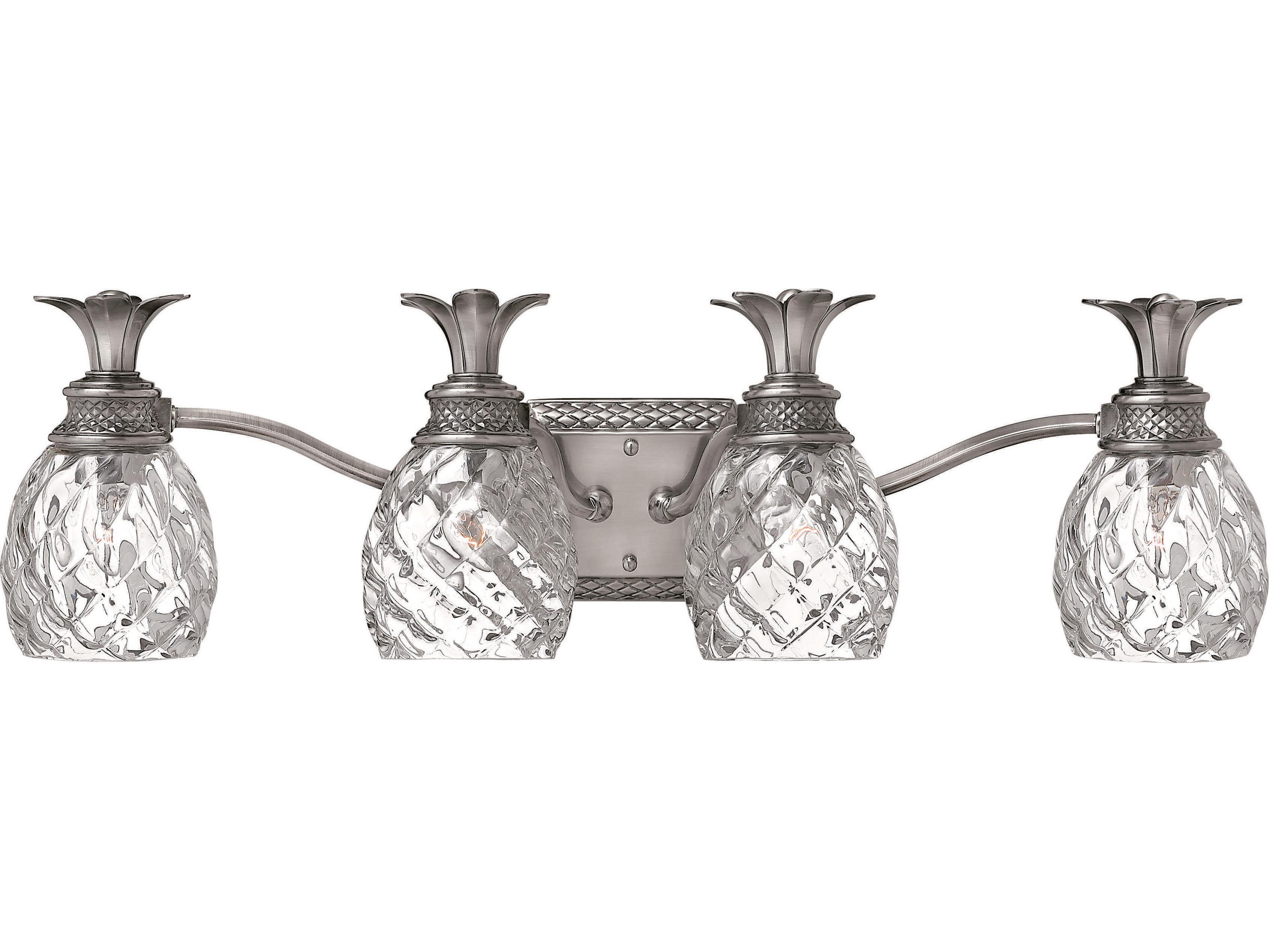 Hinkley Plantation 4-Light Polished Antique Nickel Glass Vanity Light