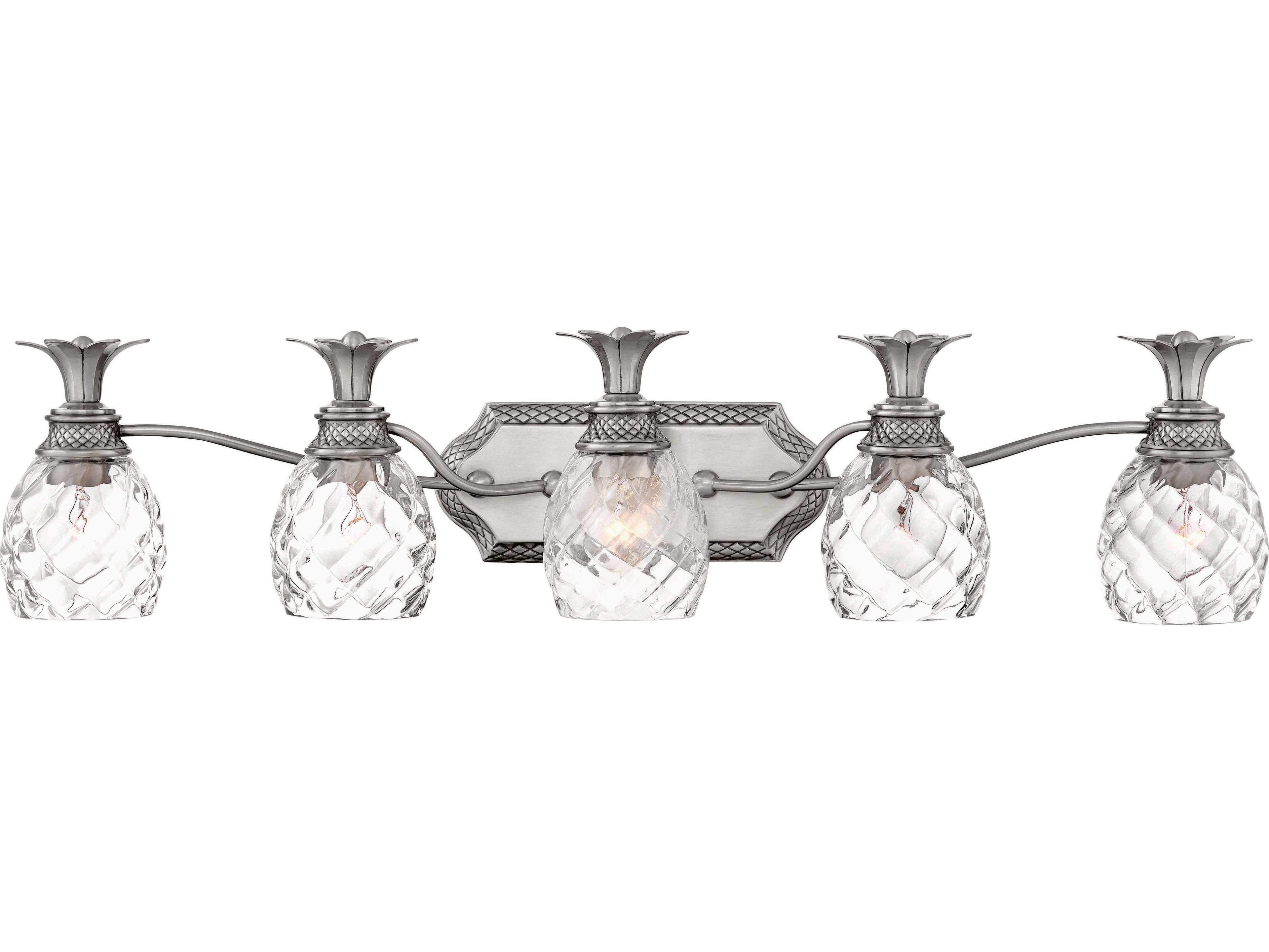 Hinkley Plantation 5-Light Polished Antique Nickel Glass Vanity Light