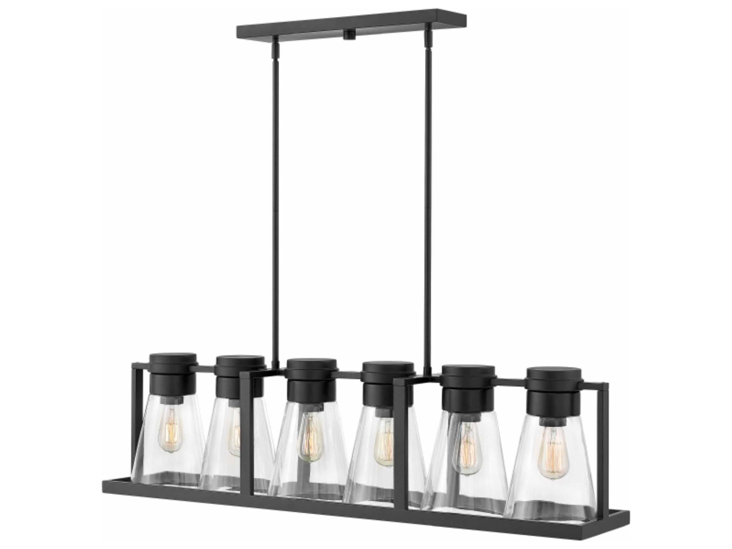 Hinkley Refinery 6-Light Black Glass Island Pendant