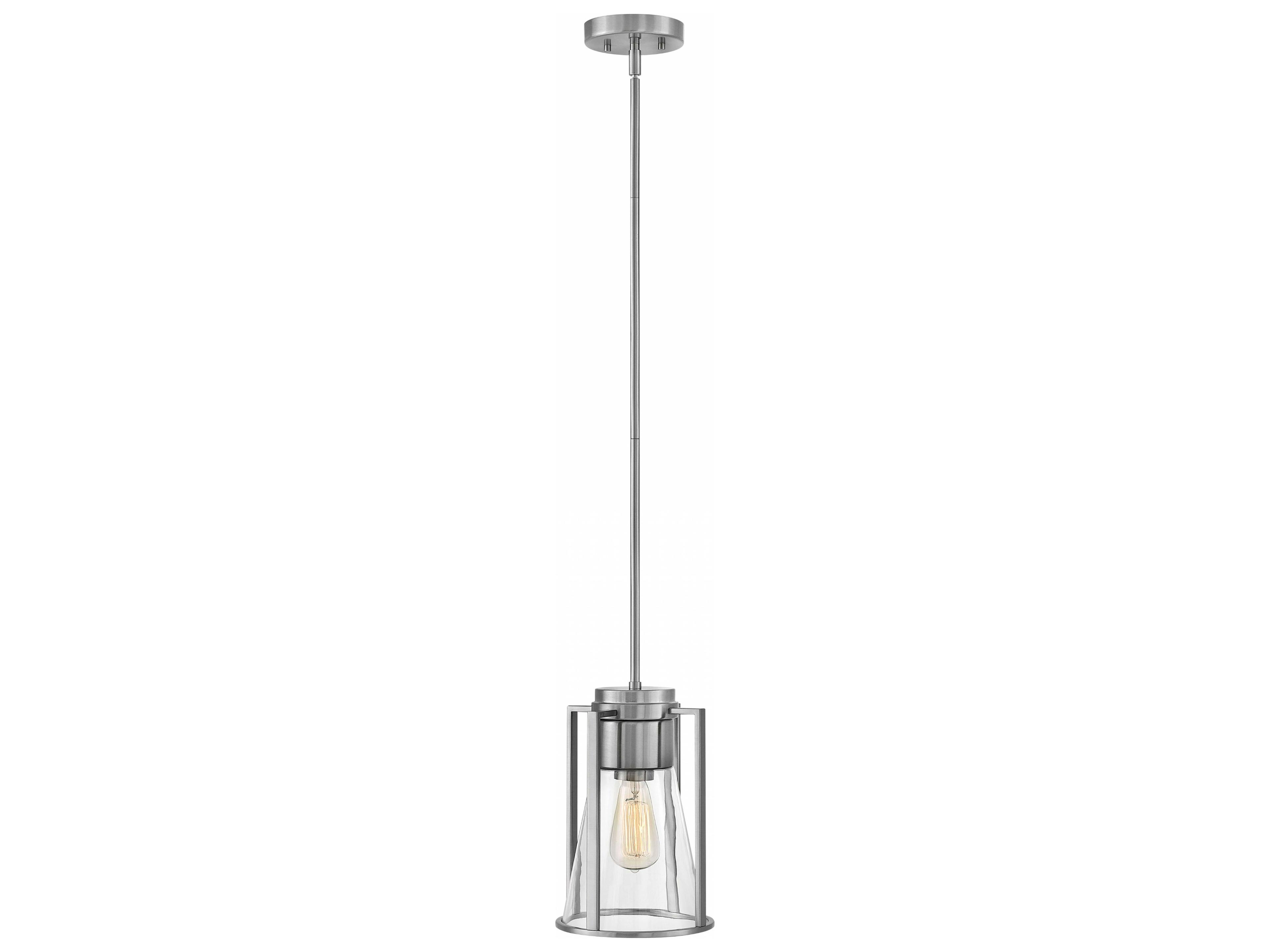 Hinkley Refinery 1-Light Brushed Nickel Glass Mini Pendant