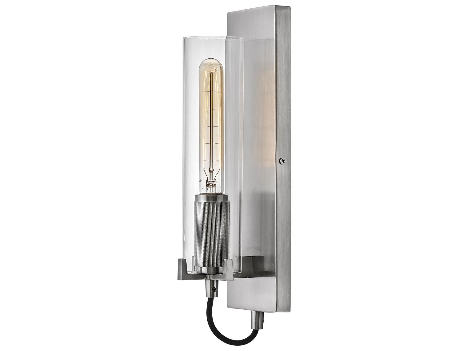 Hinkley Ryden 1-Light Brushed Nickel Glass Wall Sconce