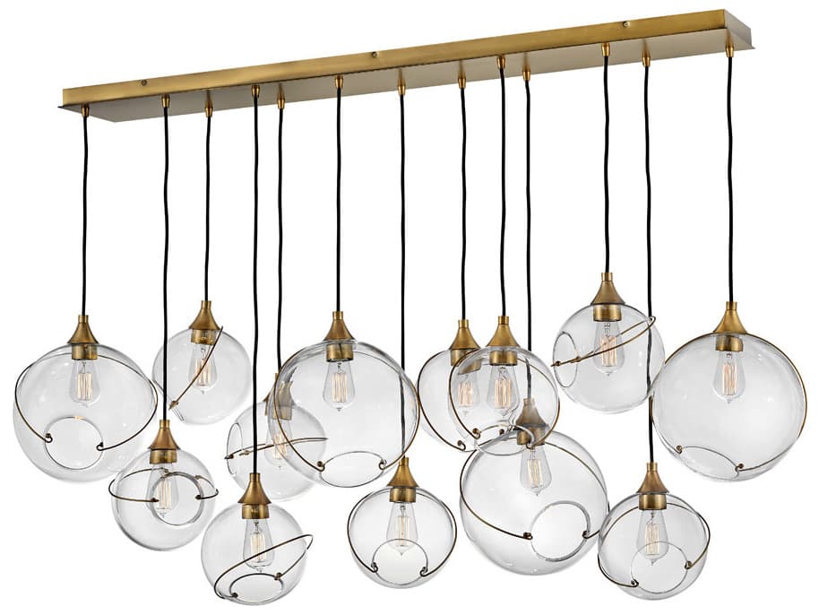 Hinkley Skye 13-Light Heritage Brass Glass Globe Island Pendant