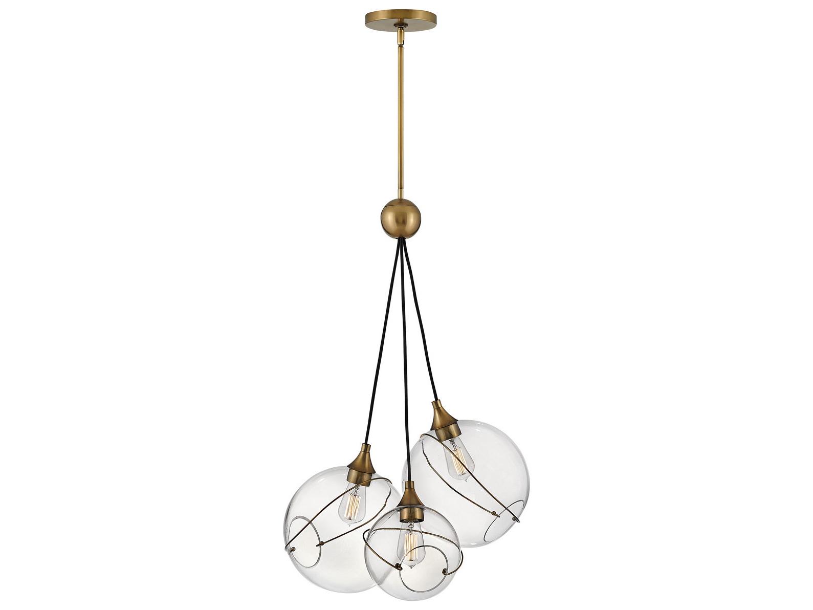 Hinkley Skye 3-Light Heritage Brass Glass Globe Pendant