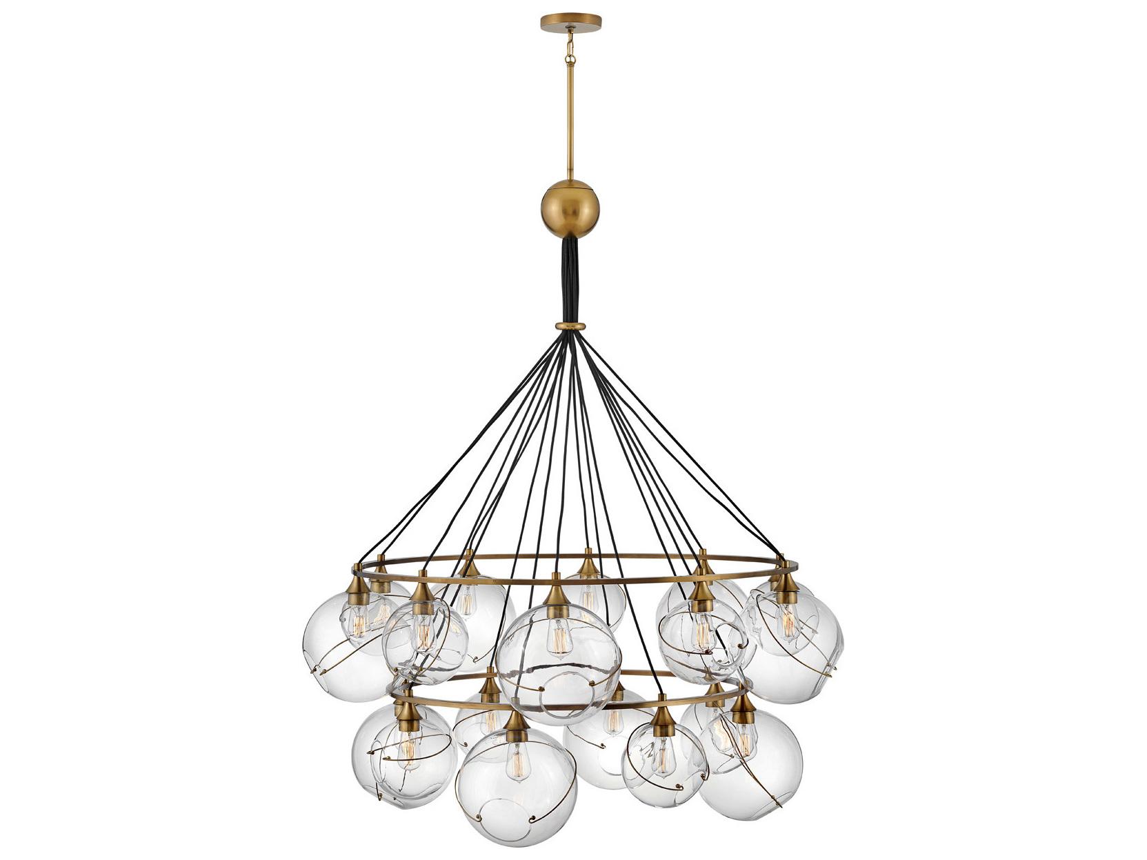 Hinkley Skye 18-Light8-Light Heritage Brass Glass Globe Pendant