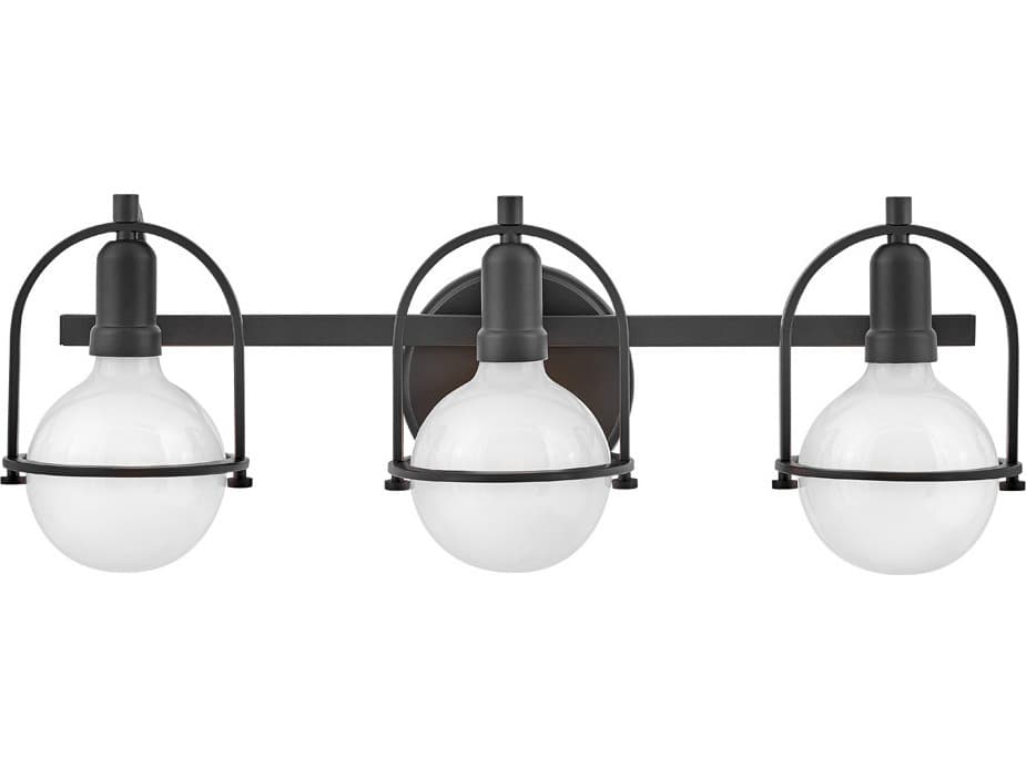 Hinkley Somerset 3-Light Black Glass Vanity Light
