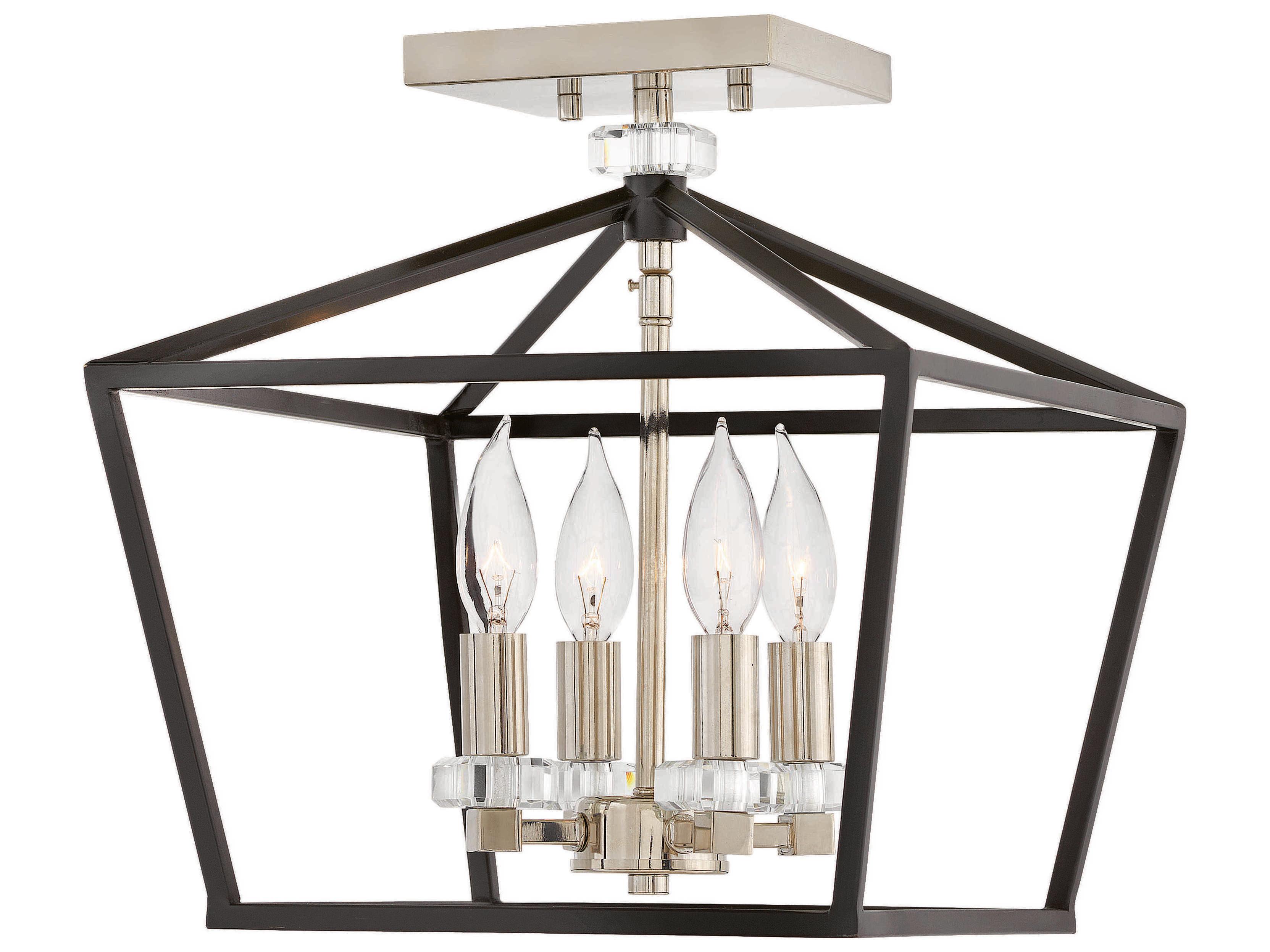 Hinkley Stinson 4-Light Black Crystal Semi Flush Mount