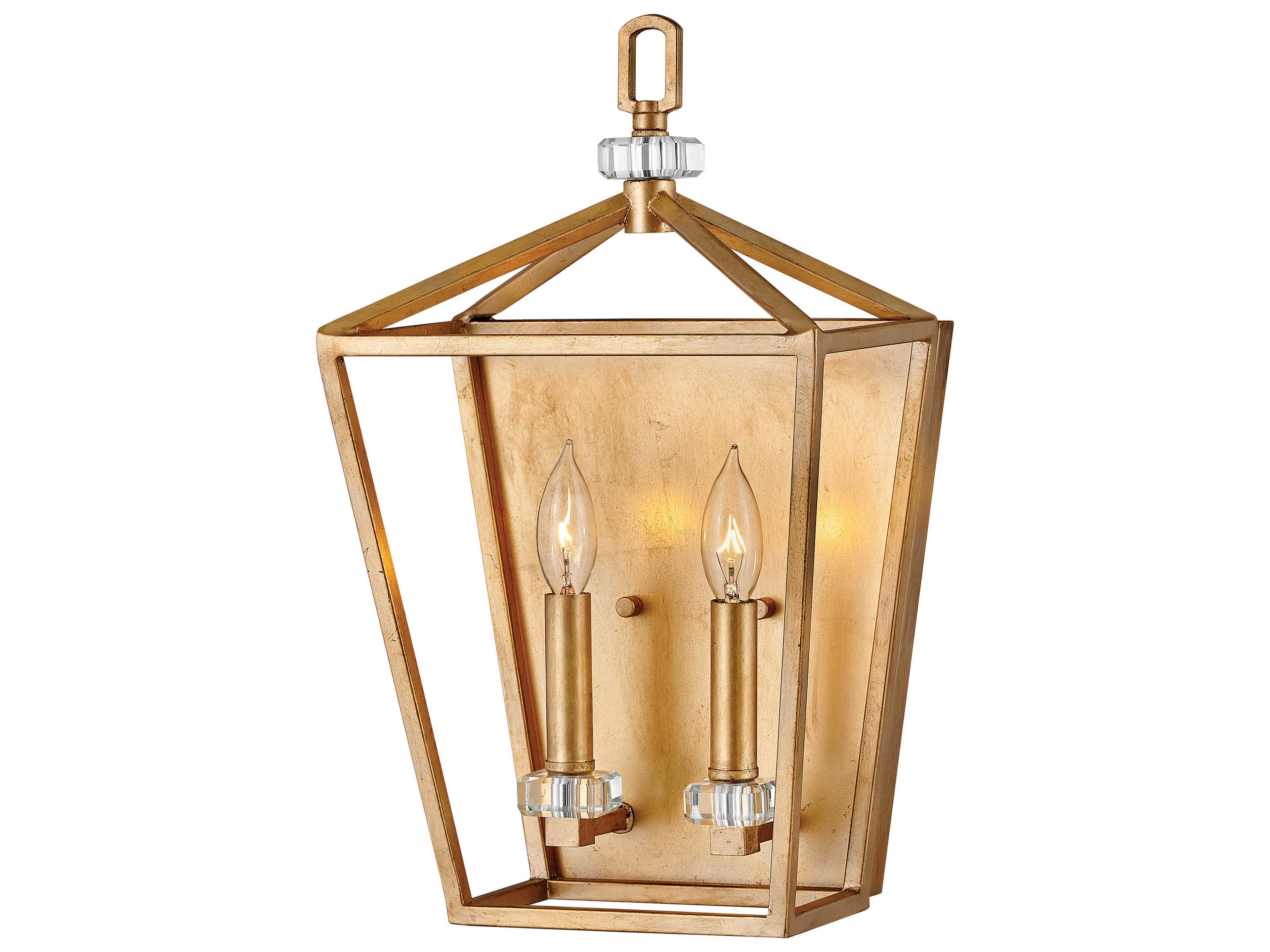 Hinkley Stinson 2-Light Distressed Brass Crystal Wall Sconce