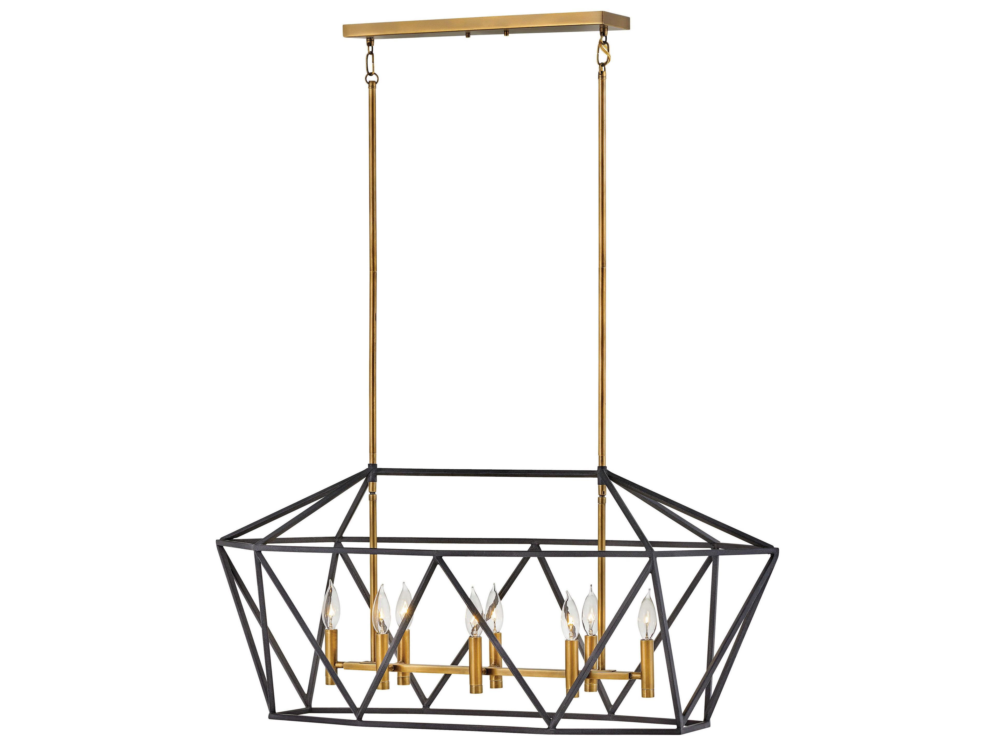 Hinkley Theory 8-Light Aged Zinc Heritage Brass Black Island Pendant