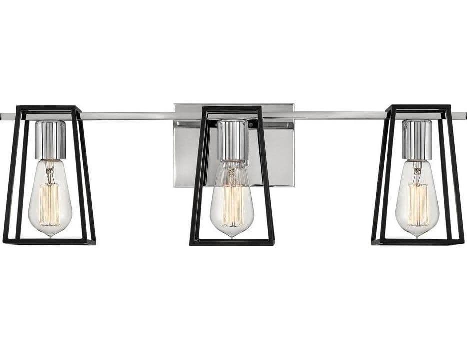 Hinkley Filmore 3-Light Chrome Black Vanity Light