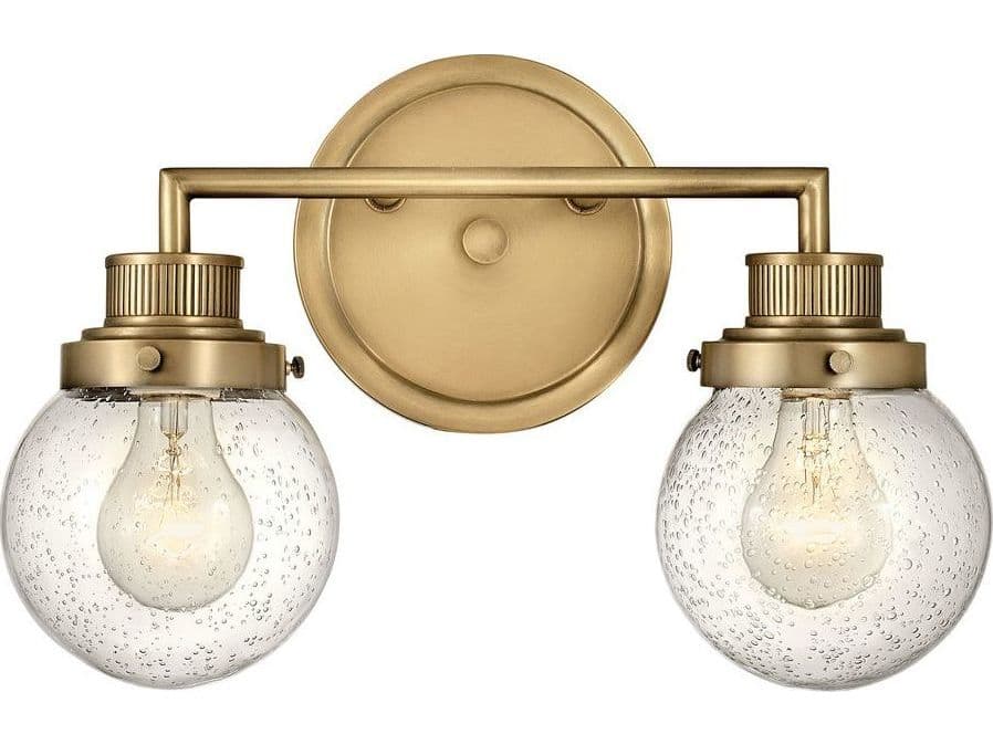 Hinkley Poppy 2-Light Heritage Brass Glass Vanity Light