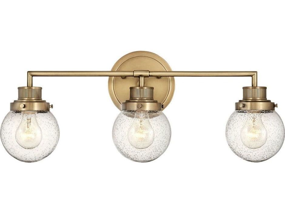 Hinkley Poppy 3-Light Heritage Brass Glass Vanity Light