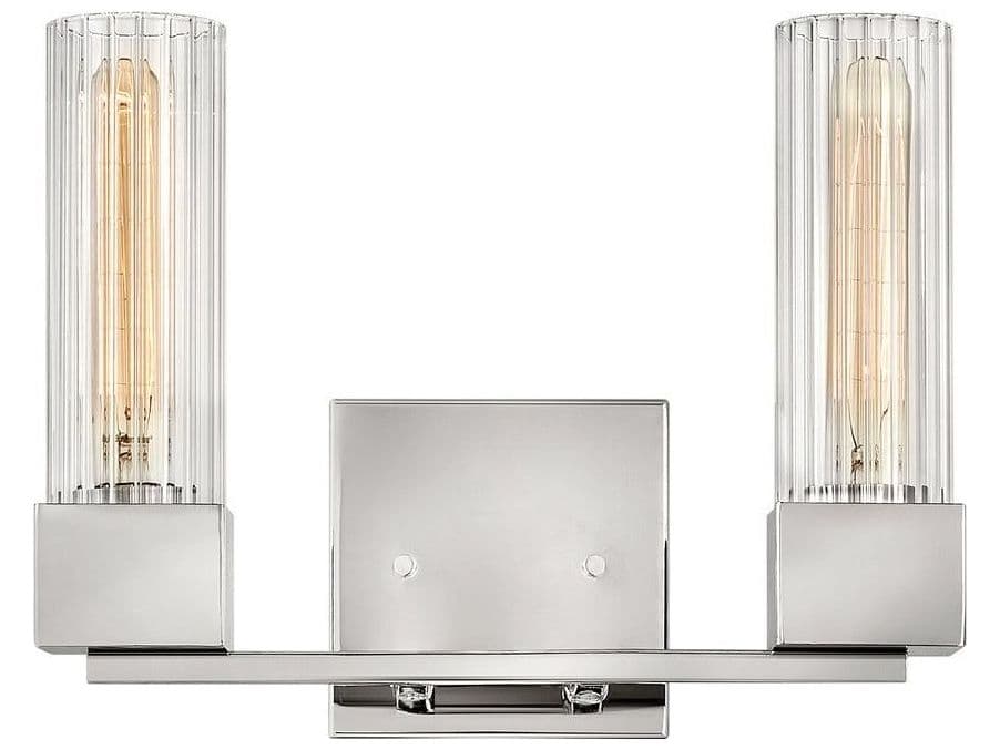 Hinkley Xander 2-Light Polished Nickel Glass Vanity Light