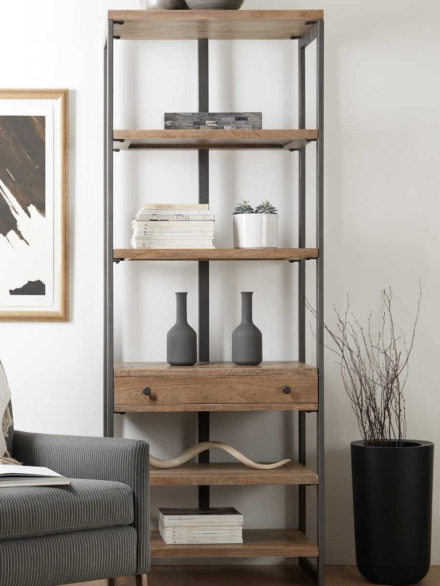 Hooker Furniture Gray Natural Wood Bookcase