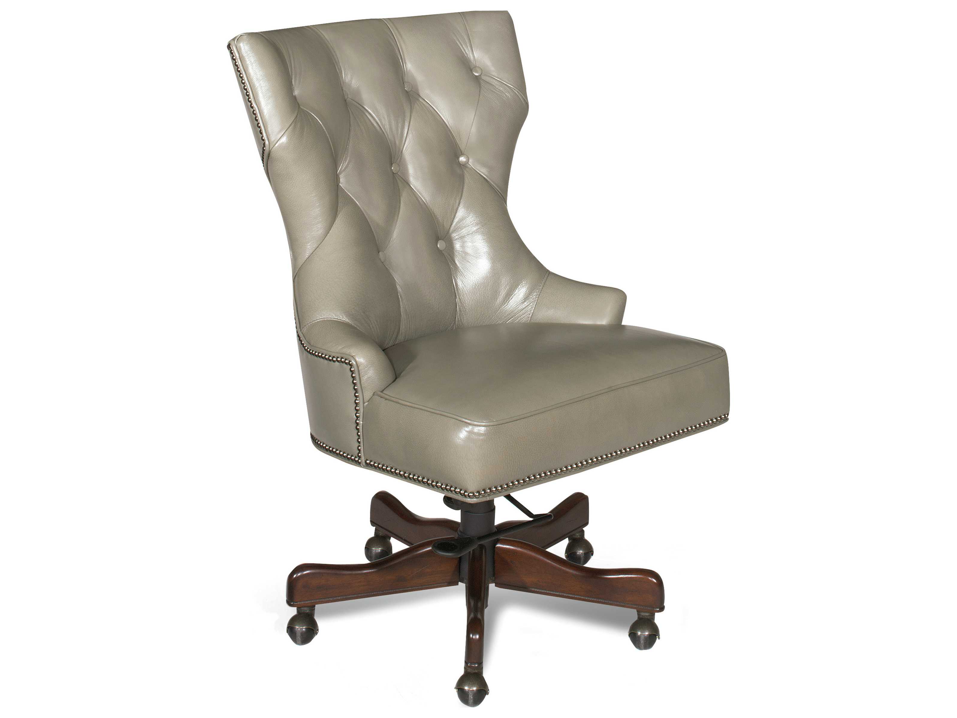 Luxecor Heritage Al Fresco Baca Tufted Gray Leather Adjustable Swivel Tilt Executive Desk Chair