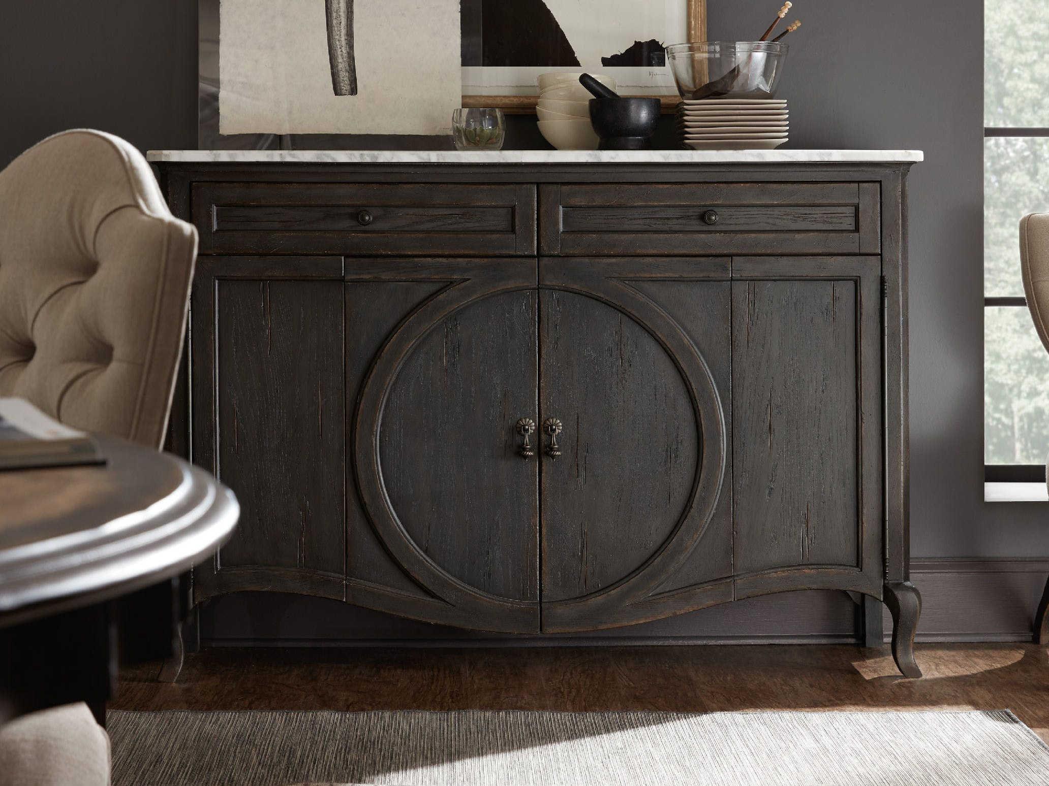 Hooker Furniture Melange 62" Hardwood Marble Gray Credenza Sideboard