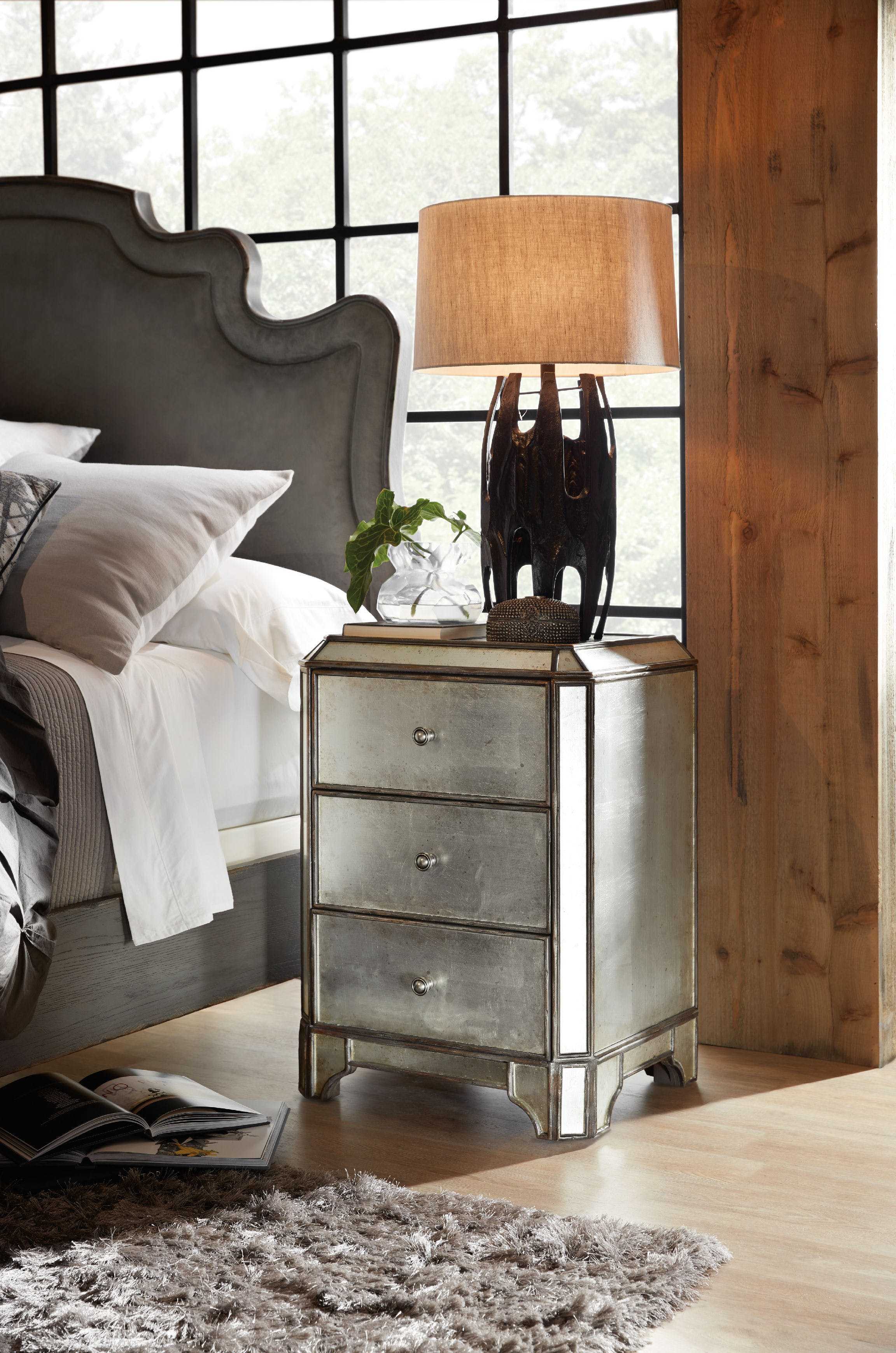 Hooker Furniture Arabella Mirrored 3-Drawers Cedar Wood Nightstand