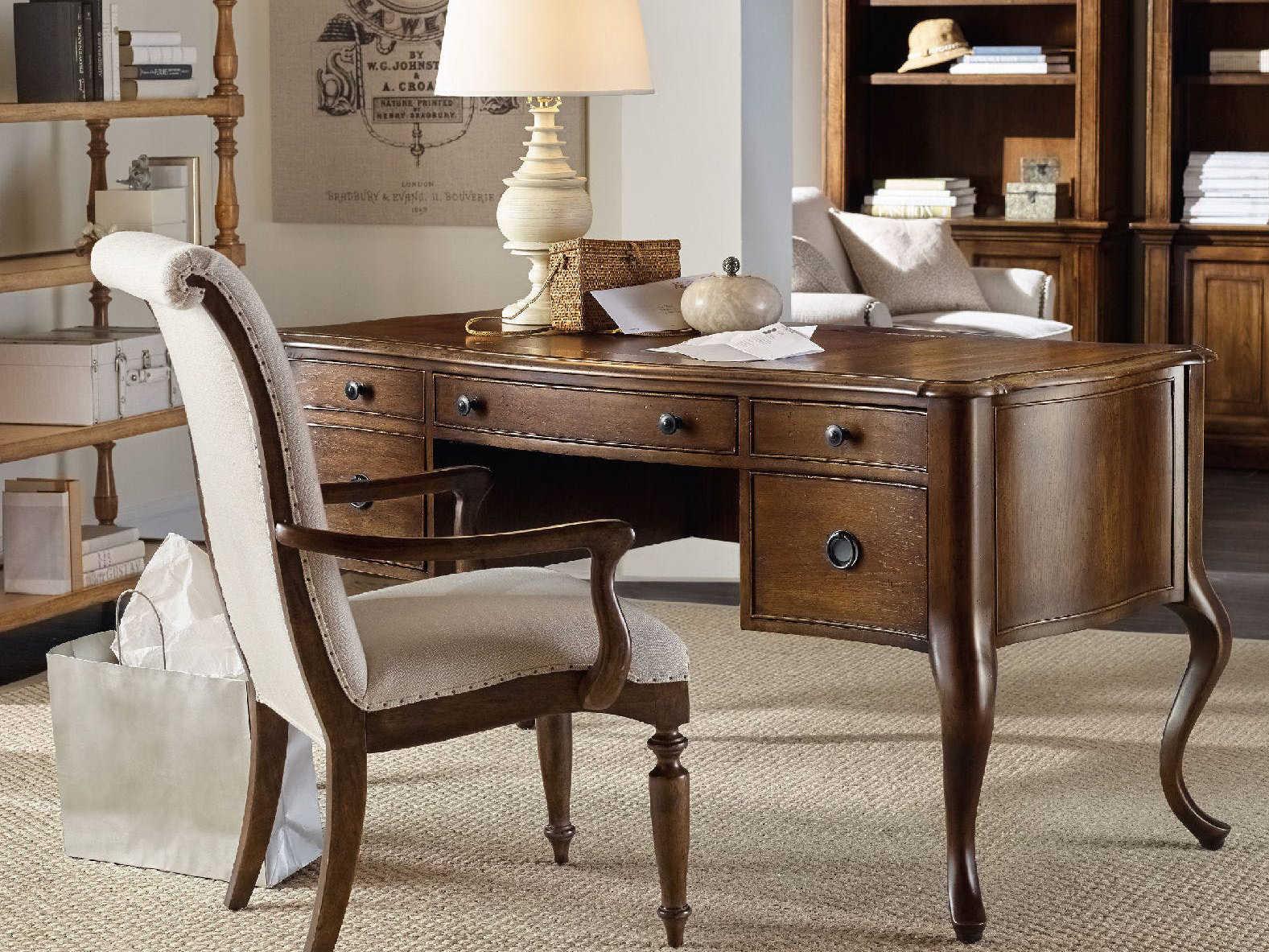 Hooker Furniture Archivist Dark Wood Brown Rubberwood Writing Desk