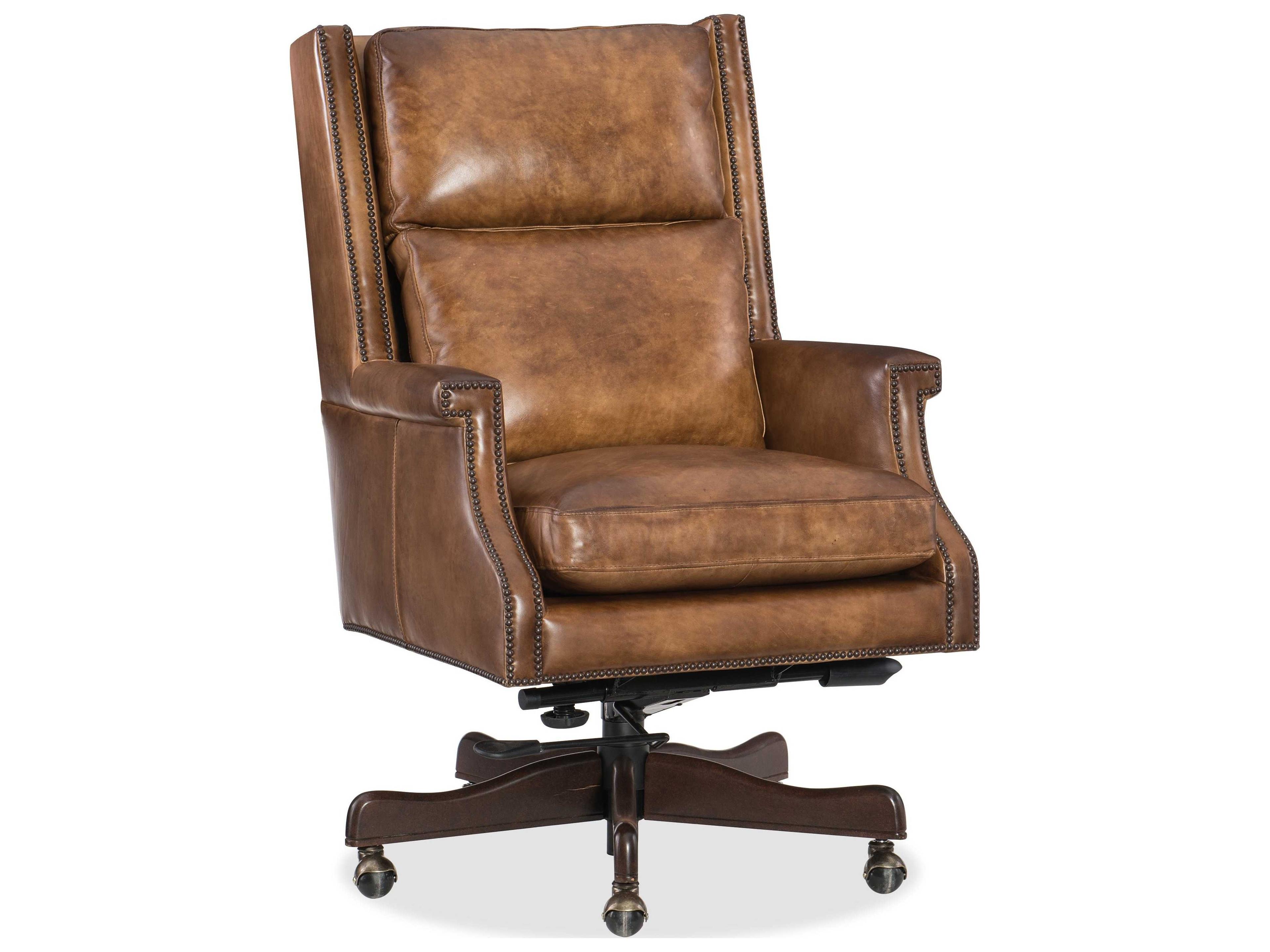 Hooker Furniture Brown Leather Adjustable Swivel Tilt Executive Desk Chair