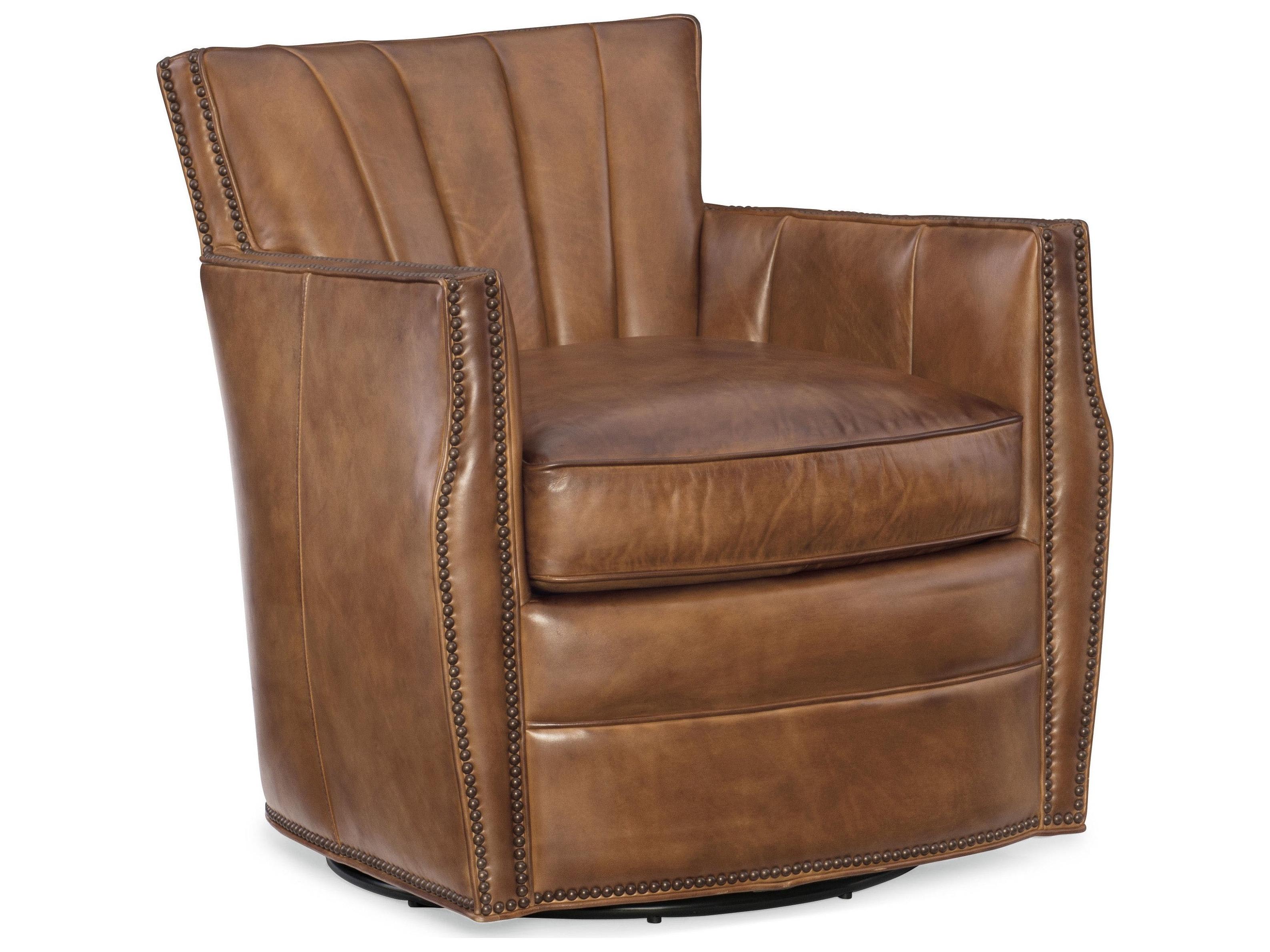 Hooker Furniture Carson Swivel Brown Leather Club Chair