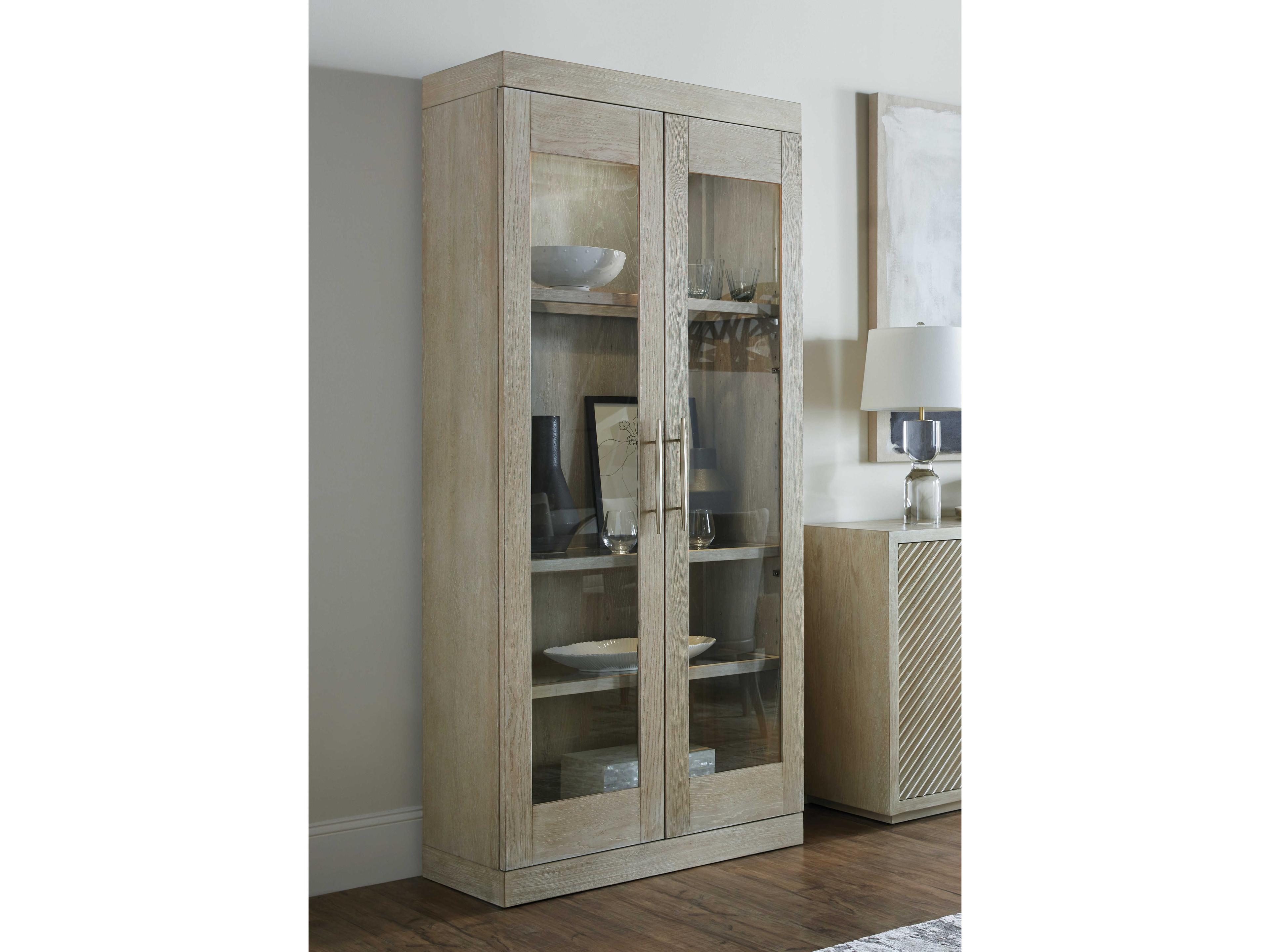 Hooker Furniture Cascade Oak Wood Terrain Champagne Display Cabinet