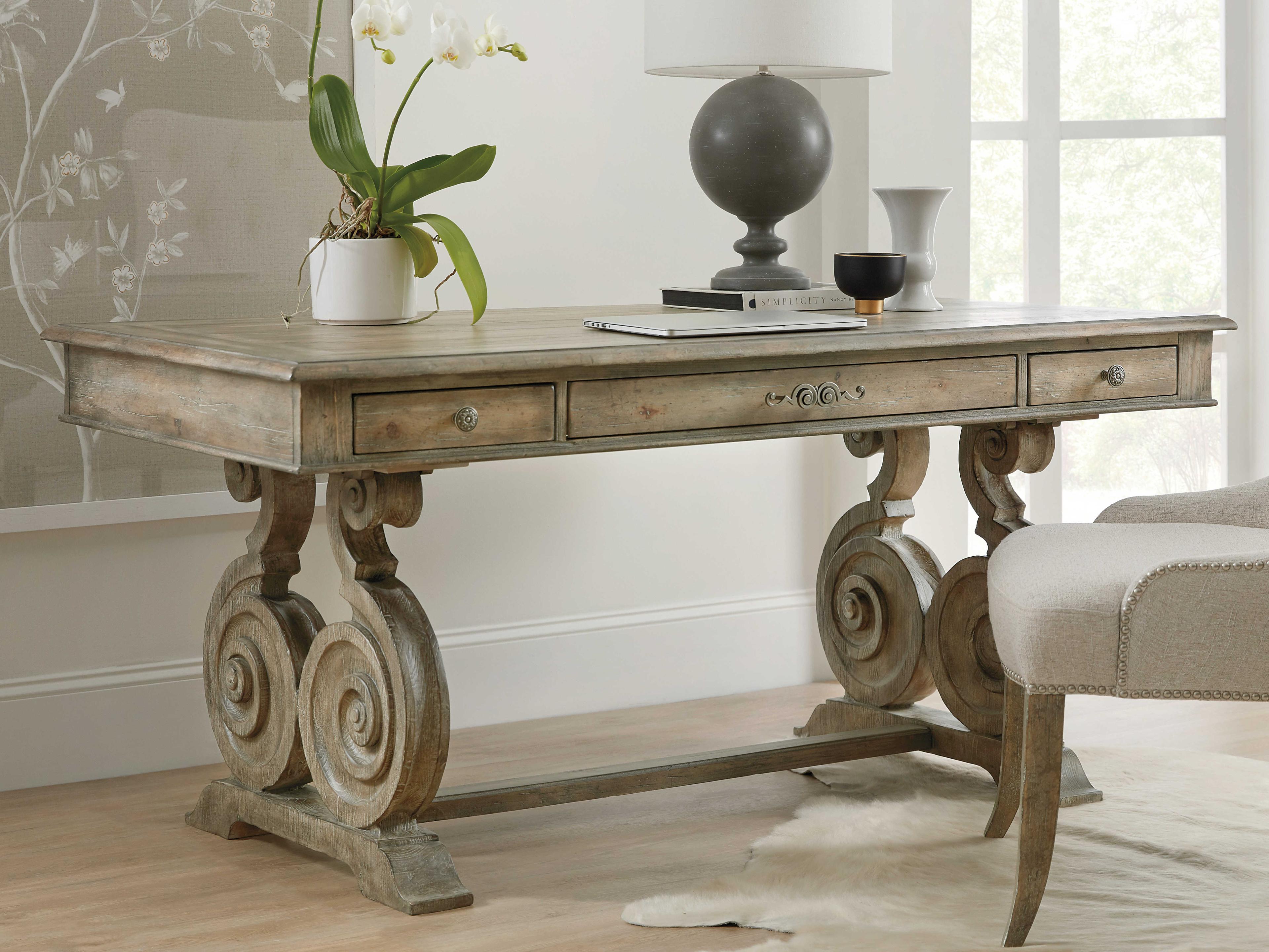 Hooker Furniture Castella Antique Slate Brown Ash Wood Writing Desk