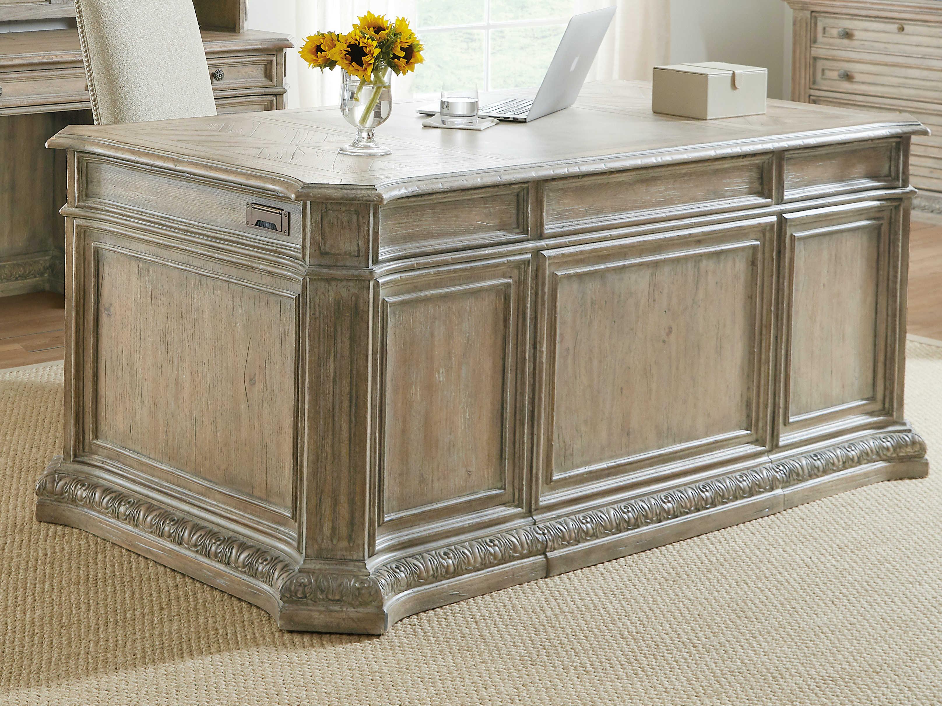 Hooker Furniture Castella Antique Slate Brown Ash Wood Executive Desk