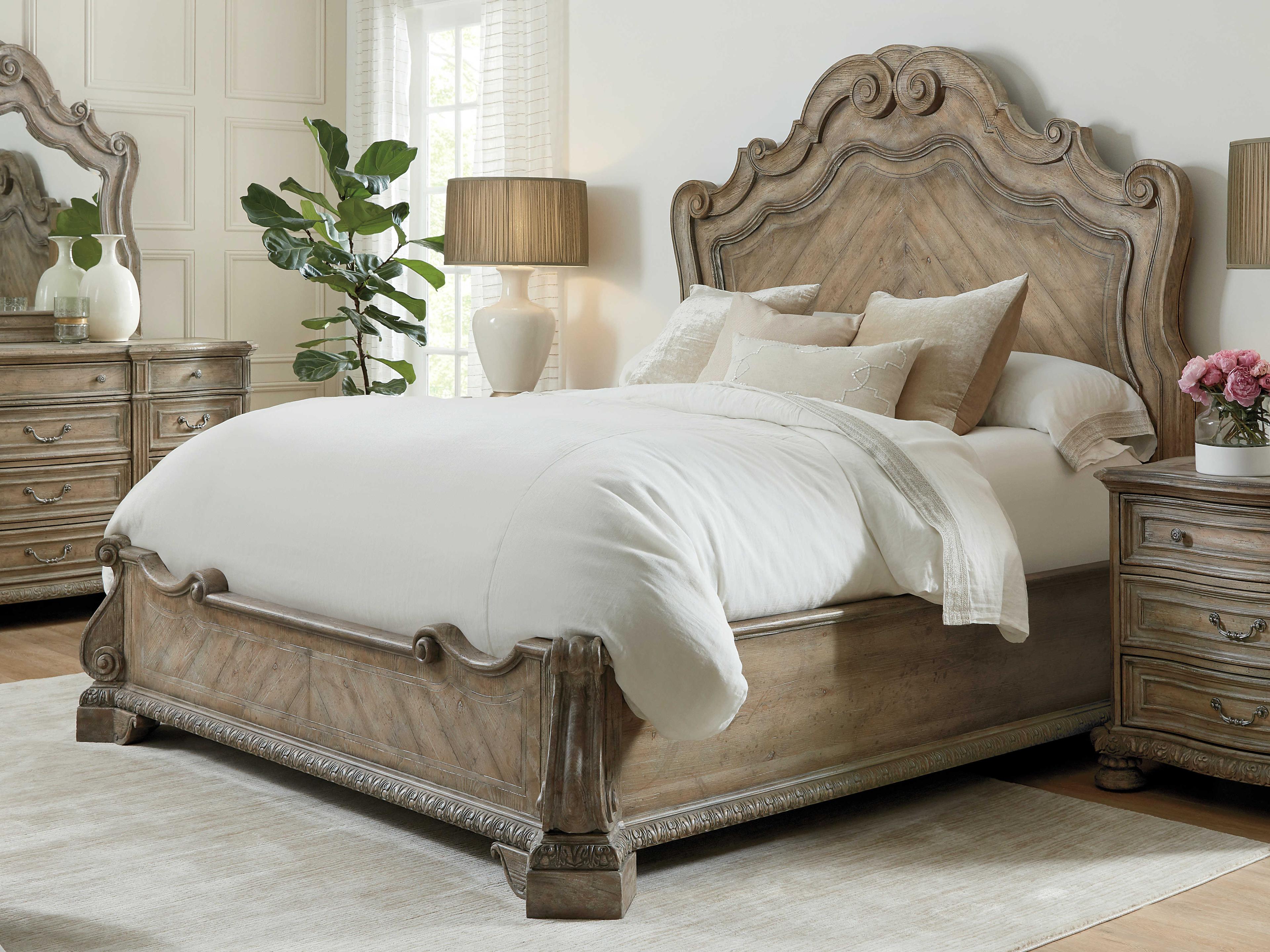 Hooker Furniture Castella Antique Slate Brown Ash Wood King Panel Bed