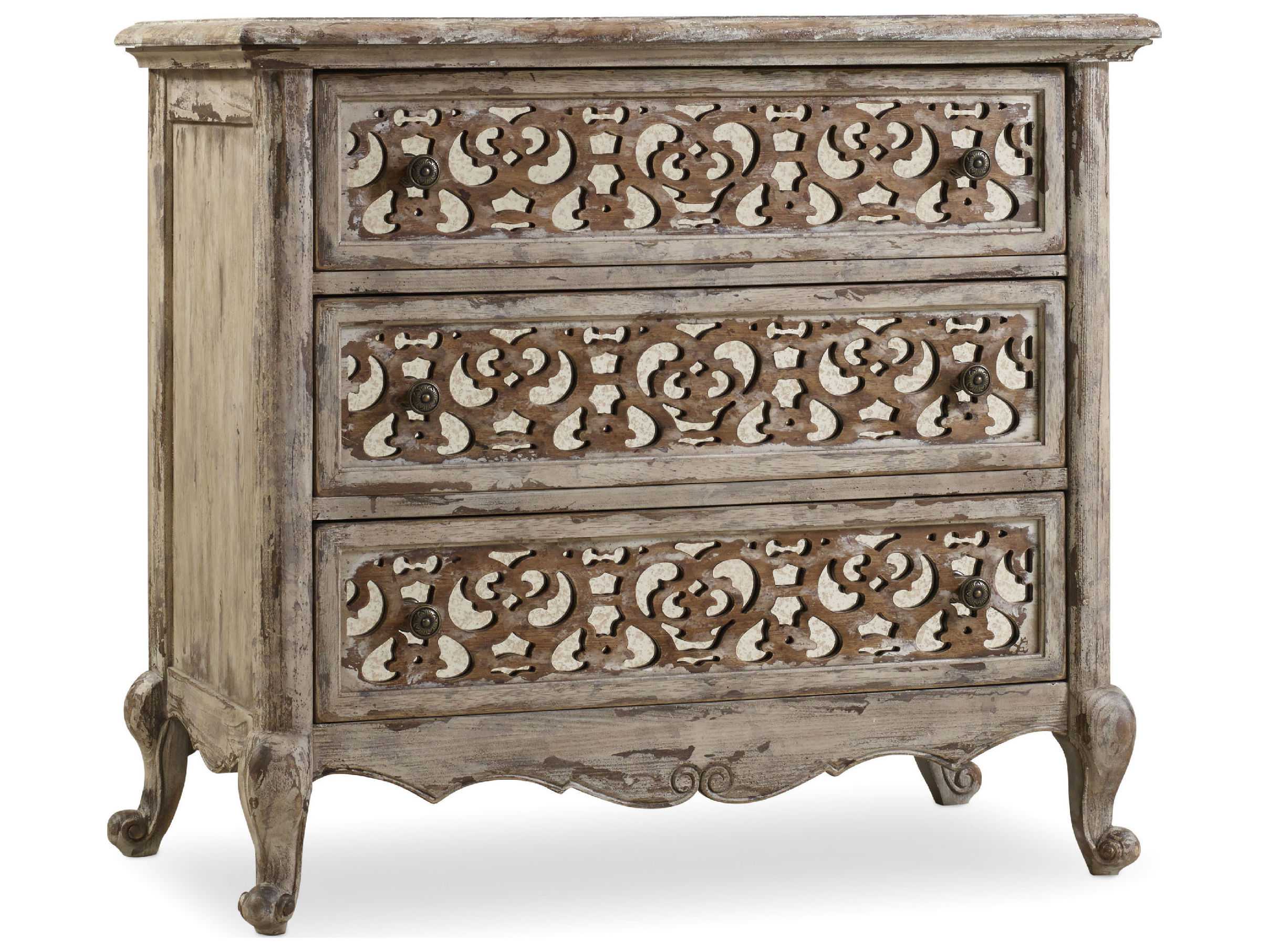 Hooker Furniture Chatelet Fretwork 3-Drawers White Hardwood Nightstand