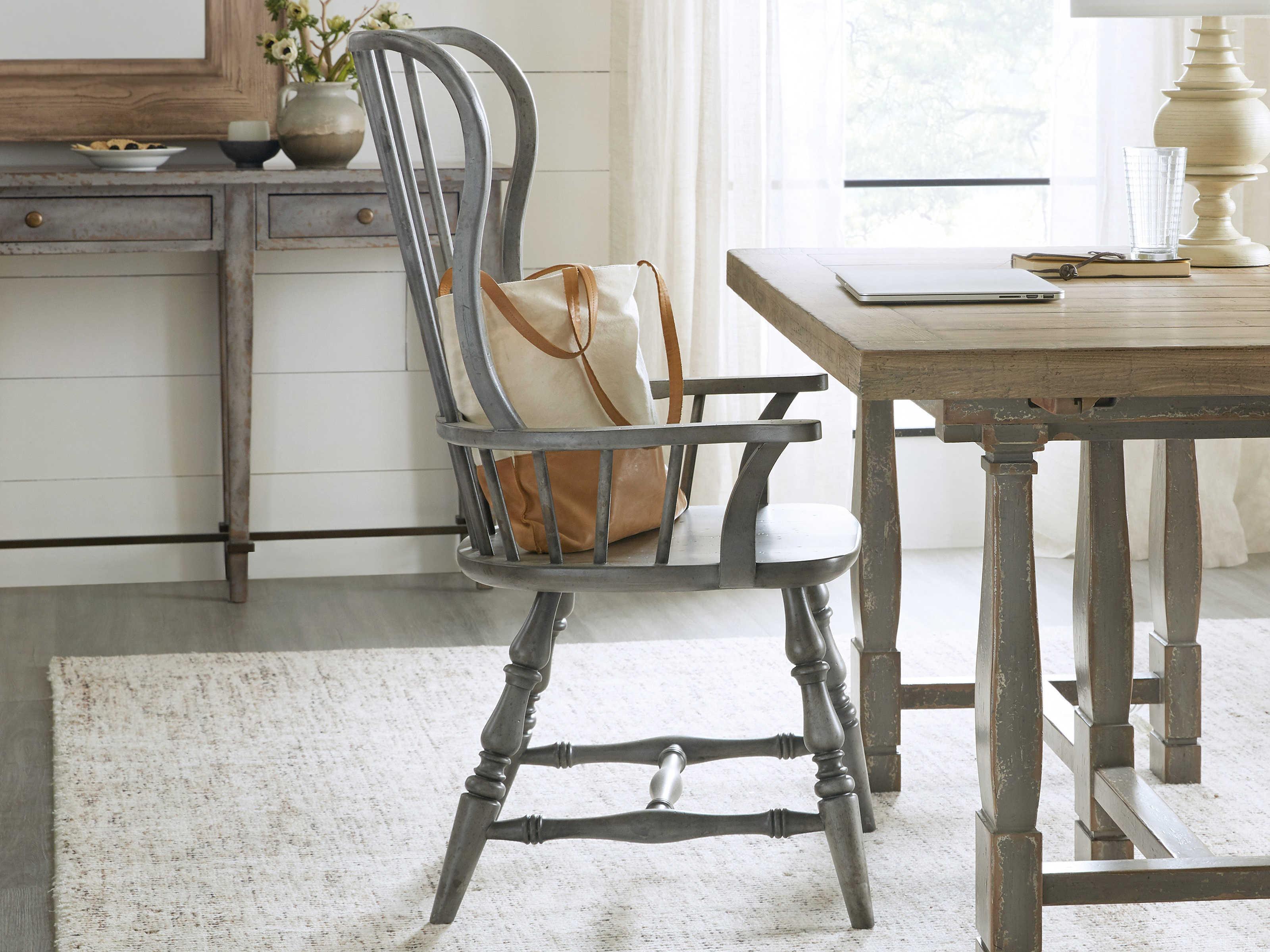 Hooker Furniture Ciao Bella Poplar Wood Gray Arm Dining Chair